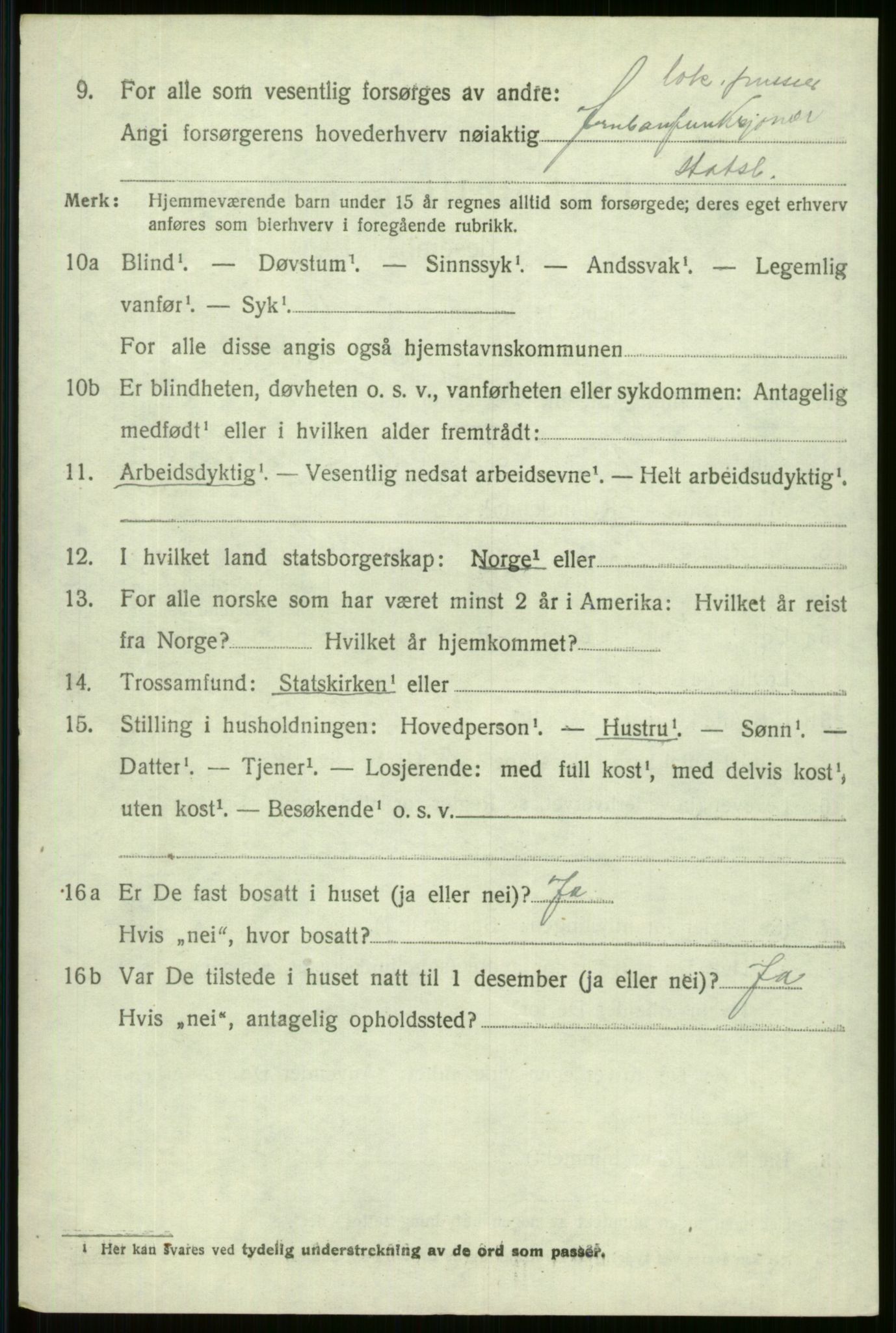 SAB, 1920 census for Voss, 1920, p. 16670