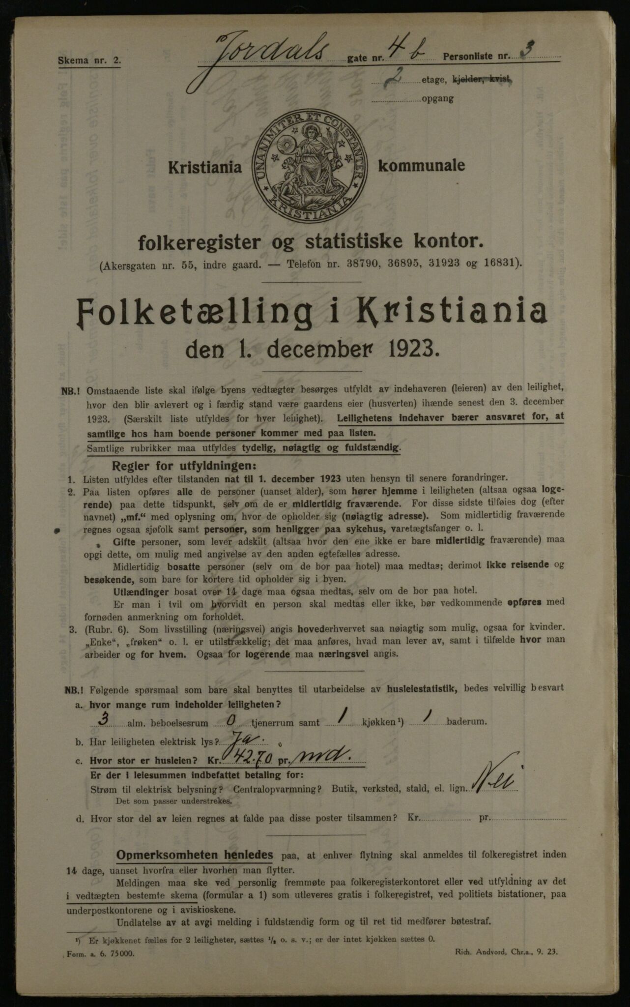 OBA, Municipal Census 1923 for Kristiania, 1923, p. 53096