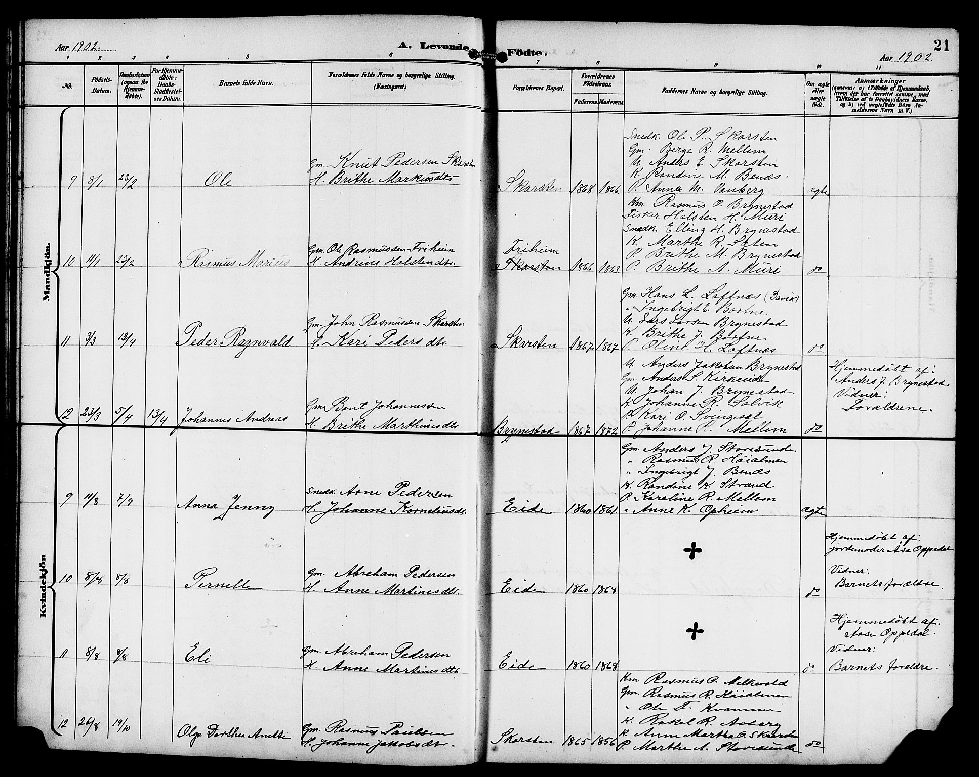 Innvik sokneprestembete, AV/SAB-A-80501: Parish register (copy) no. B 4, 1898-1916, p. 21