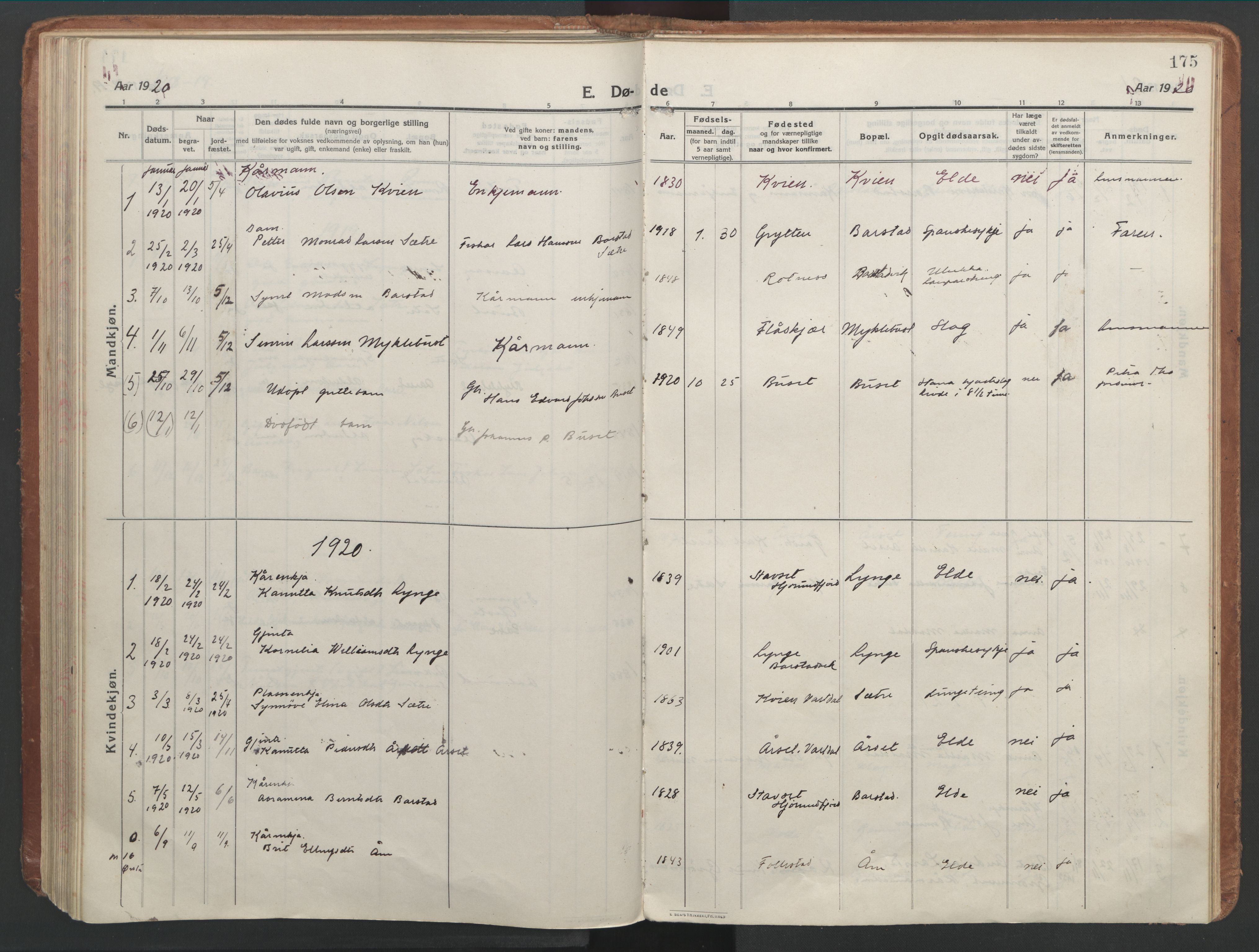 Ministerialprotokoller, klokkerbøker og fødselsregistre - Møre og Romsdal, AV/SAT-A-1454/514/L0200: Parish register (official) no. 514A02, 1913-1943, p. 175