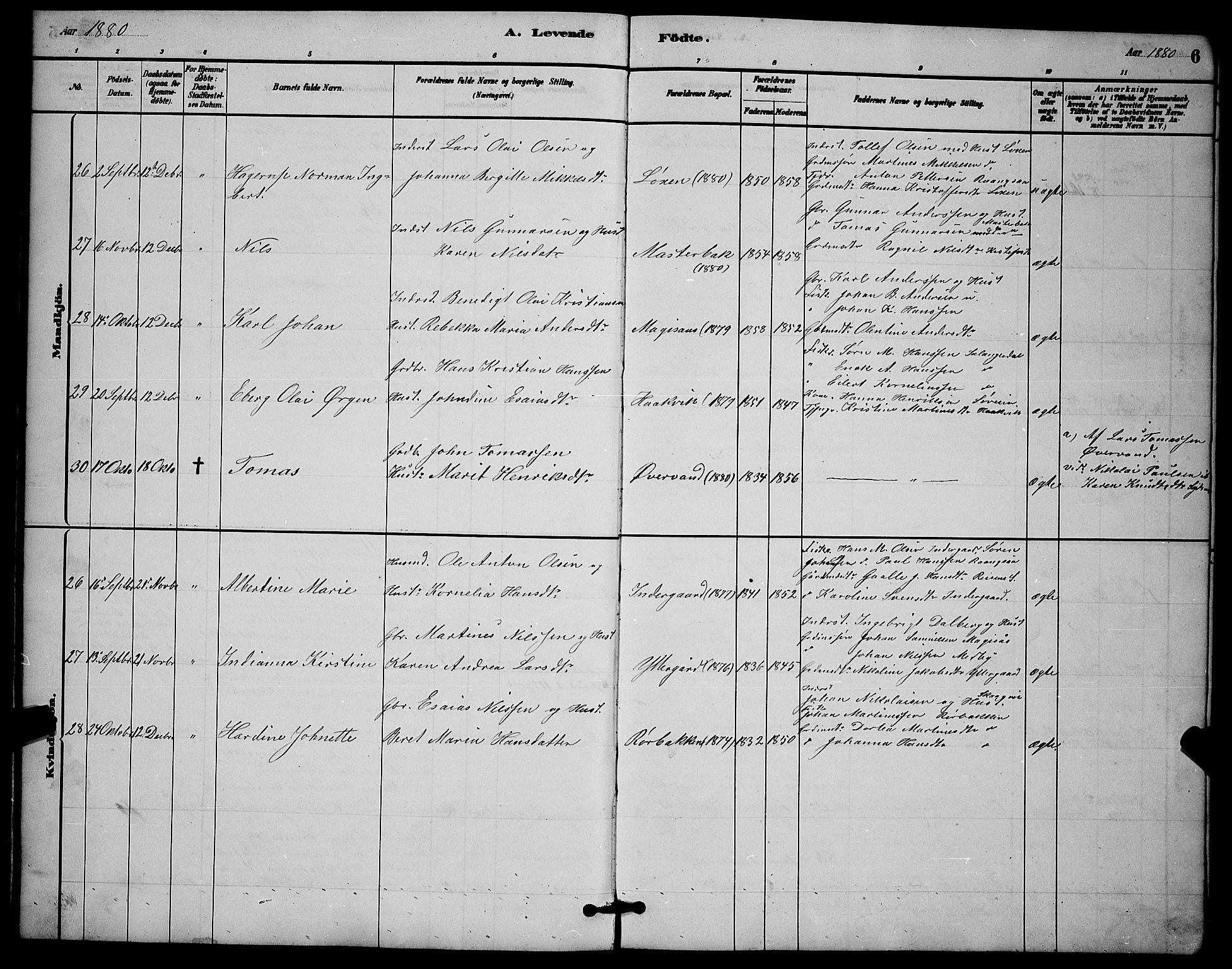 Ibestad sokneprestembete, AV/SATØ-S-0077/H/Ha/Hab/L0014klokker: Parish register (copy) no. 14, 1880-1887, p. 6