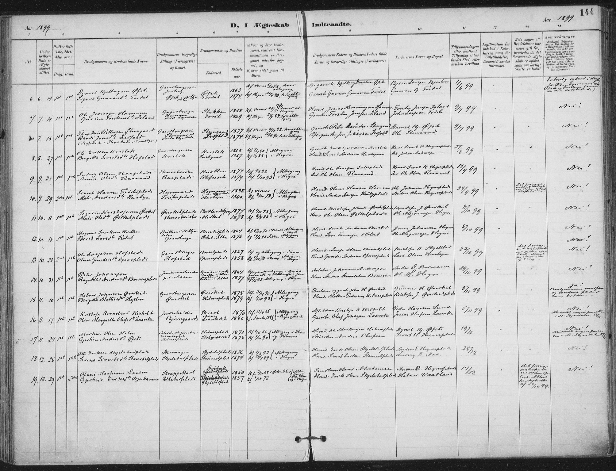 Ministerialprotokoller, klokkerbøker og fødselsregistre - Nord-Trøndelag, SAT/A-1458/703/L0031: Parish register (official) no. 703A04, 1893-1914, p. 144