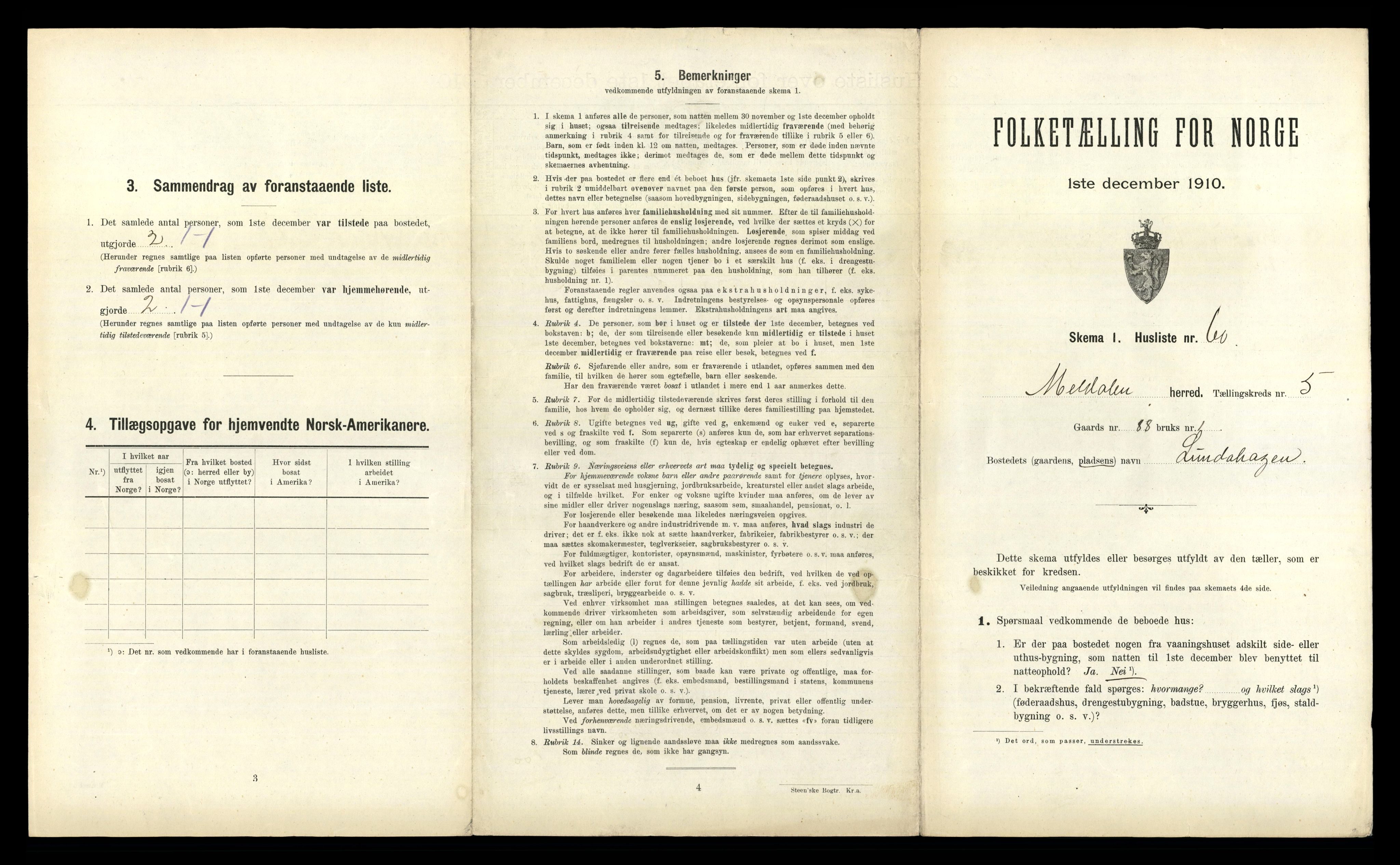 RA, 1910 census for Meldal, 1910, p. 667