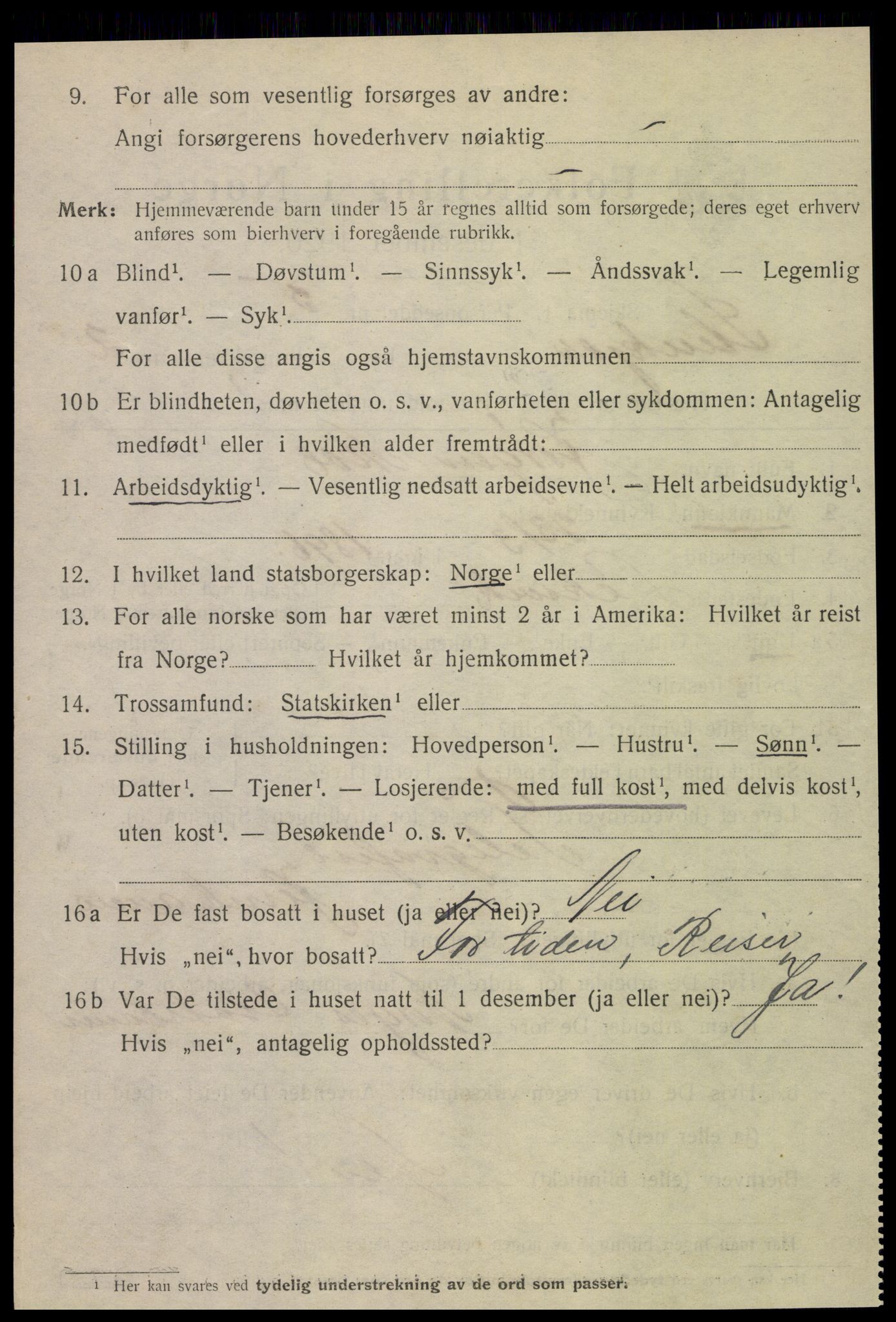 SAT, 1920 census for Steinkjer, 1920, p. 4861