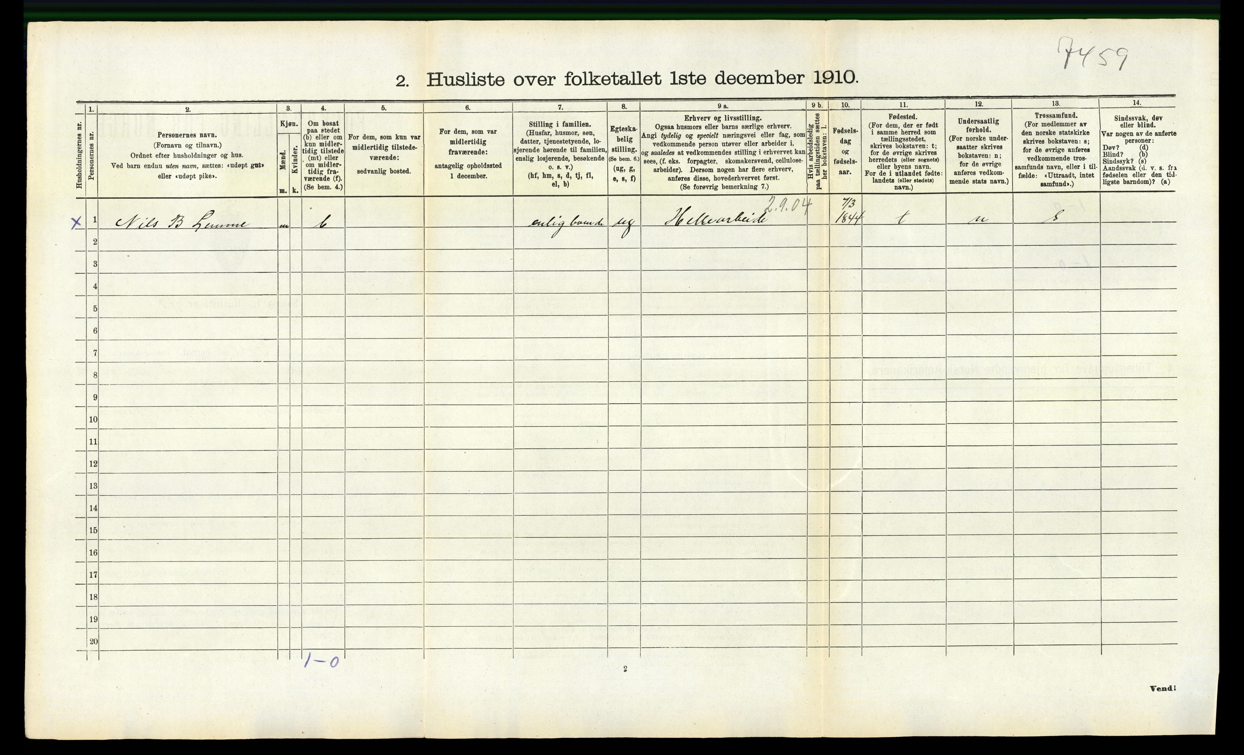 RA, 1910 census for Voss, 1910, p. 1313