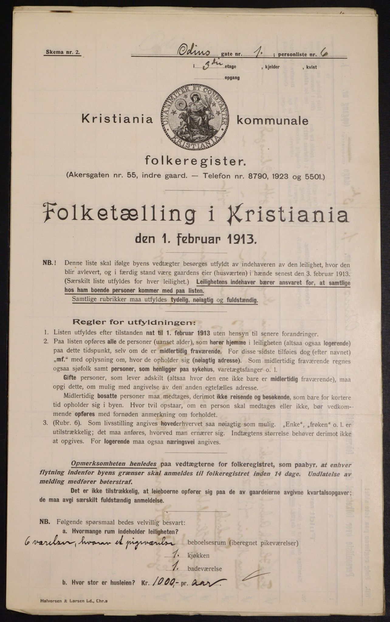 OBA, Municipal Census 1913 for Kristiania, 1913, p. 74594