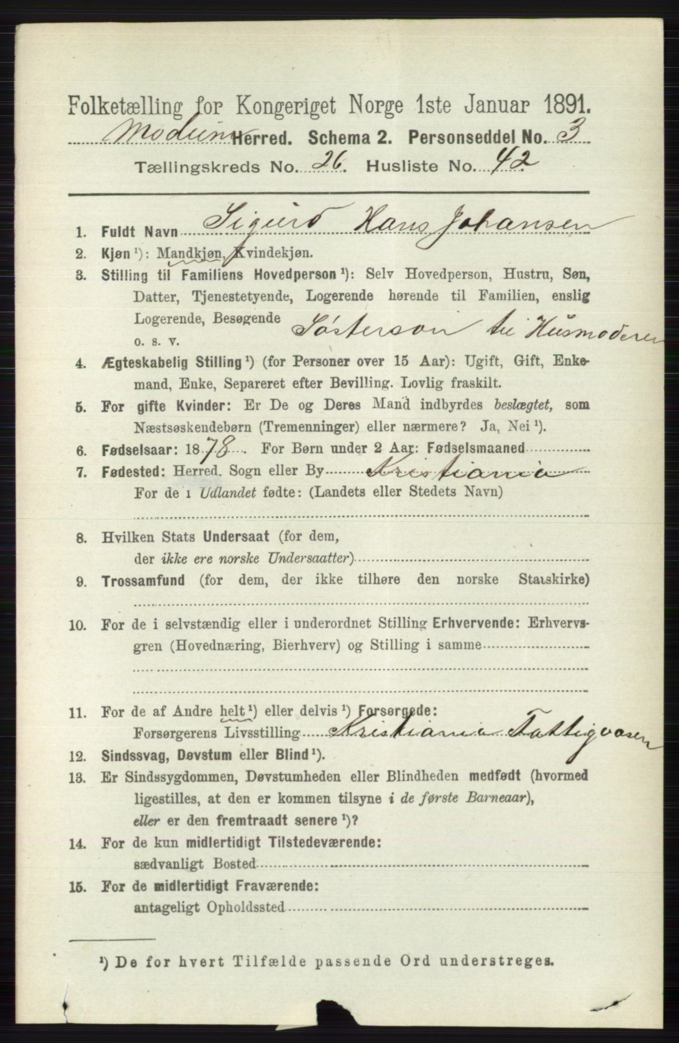 RA, 1891 census for 0623 Modum, 1891, p. 9633