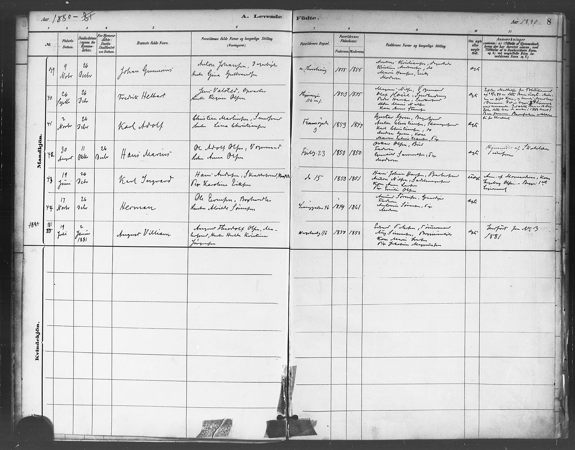 Petrus prestekontor Kirkebøker, AV/SAO-A-10872/F/Fa/L0001: Parish register (official) no. 1, 1880-1887, p. 8