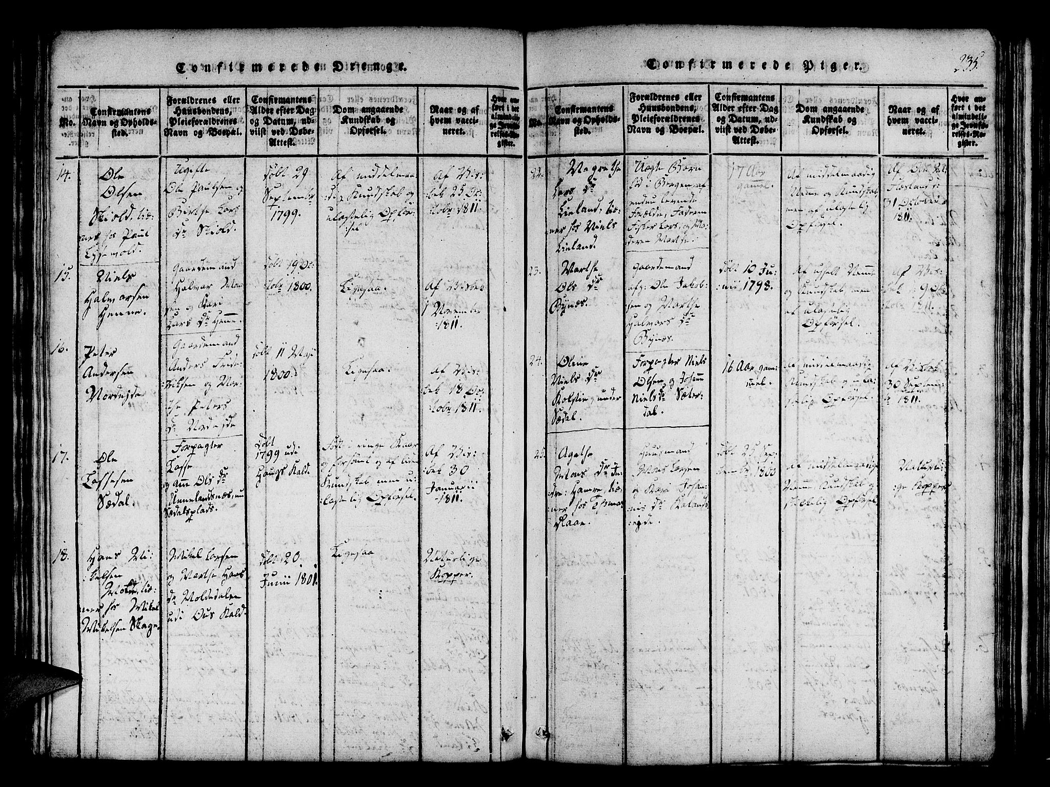 Fana Sokneprestembete, SAB/A-75101/H/Haa/Haaa/L0007: Parish register (official) no. A 7, 1816-1828, p. 235