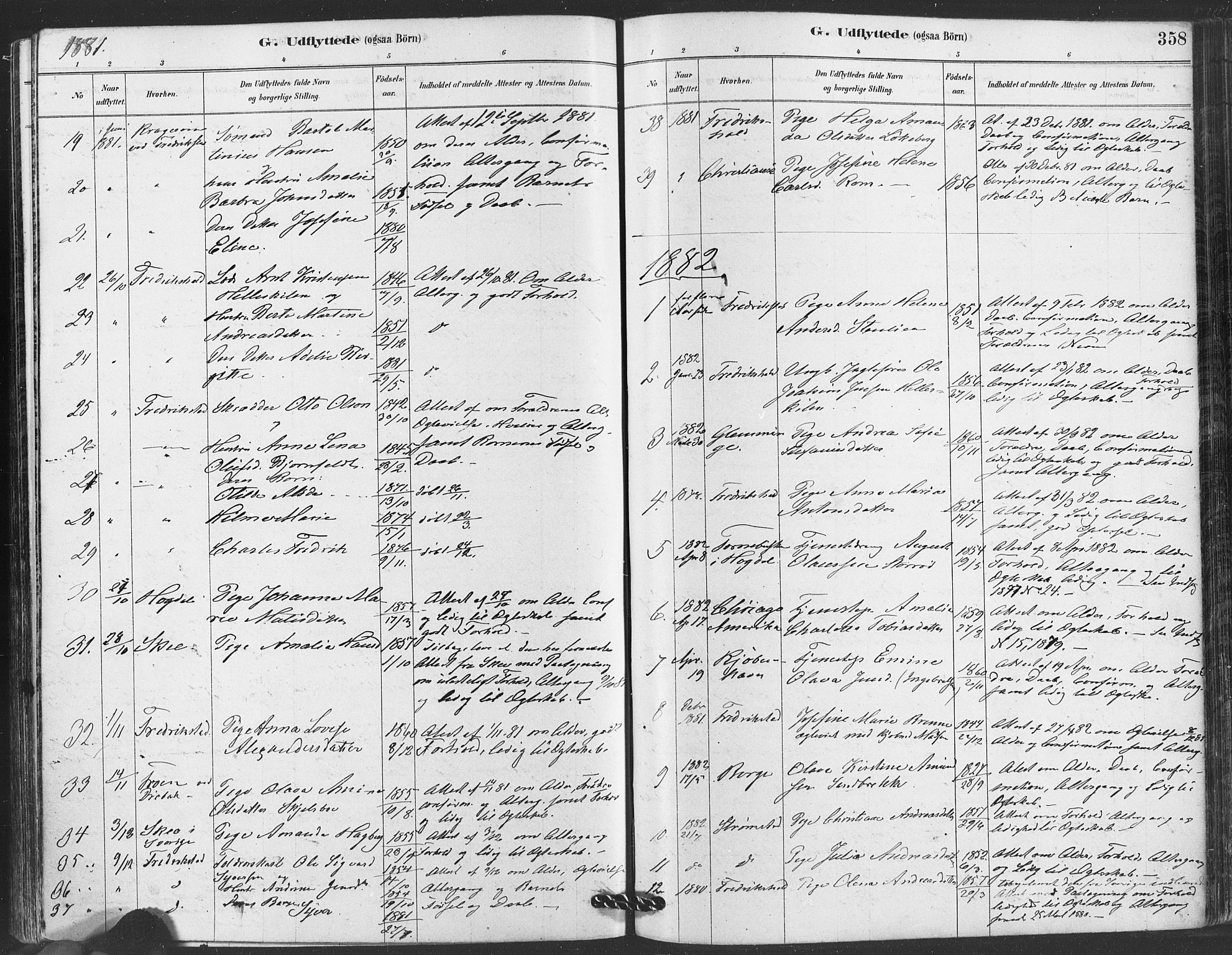 Hvaler prestekontor Kirkebøker, SAO/A-2001/F/Fa/L0008: Parish register (official) no. I 8, 1878-1895, p. 358