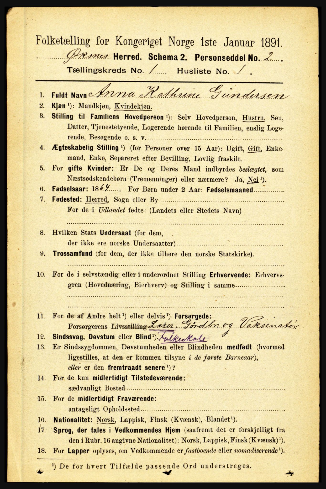 RA, 1891 census for 1868 Øksnes, 1891, p. 86