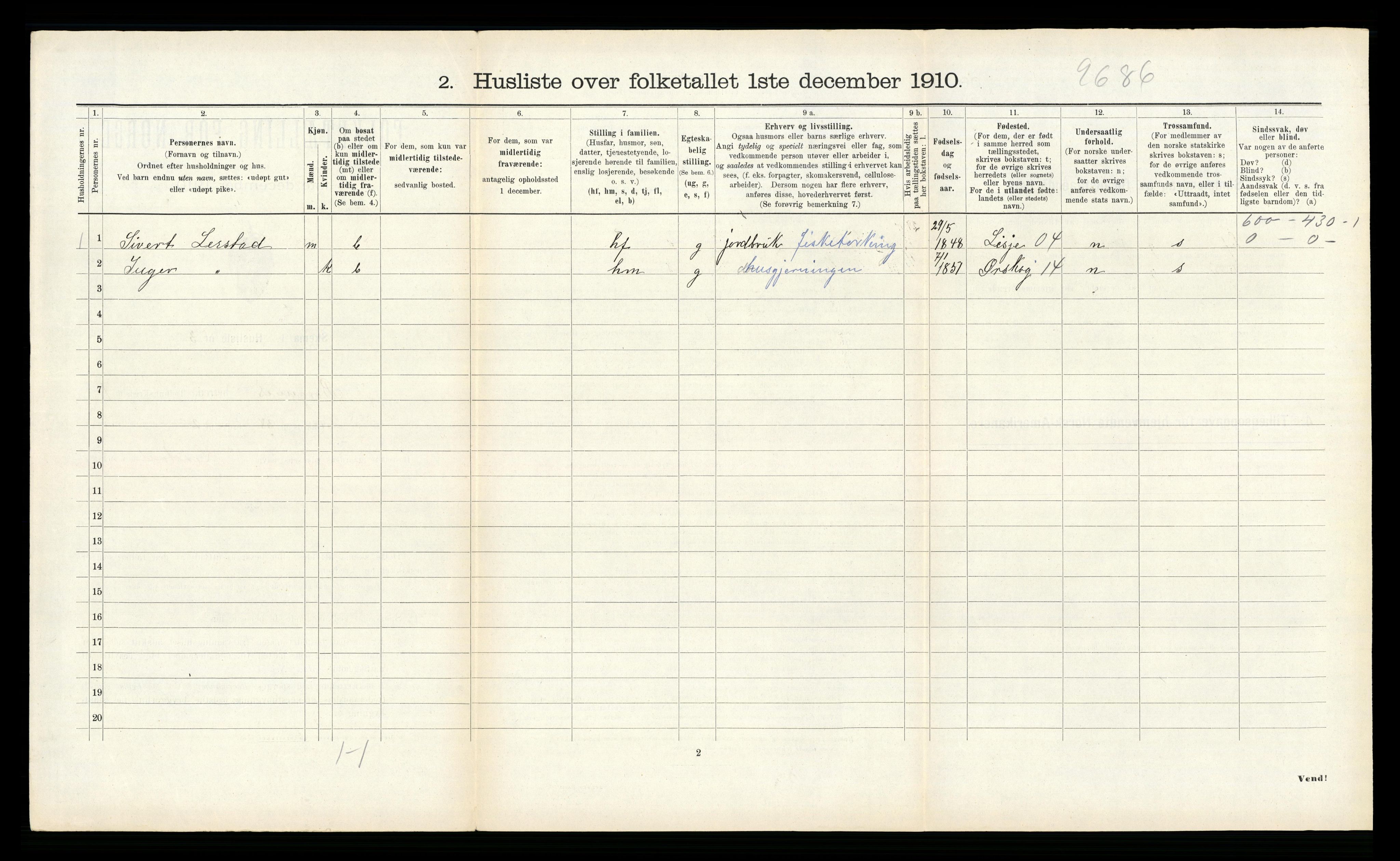 RA, 1910 census for Borgund, 1910, p. 558