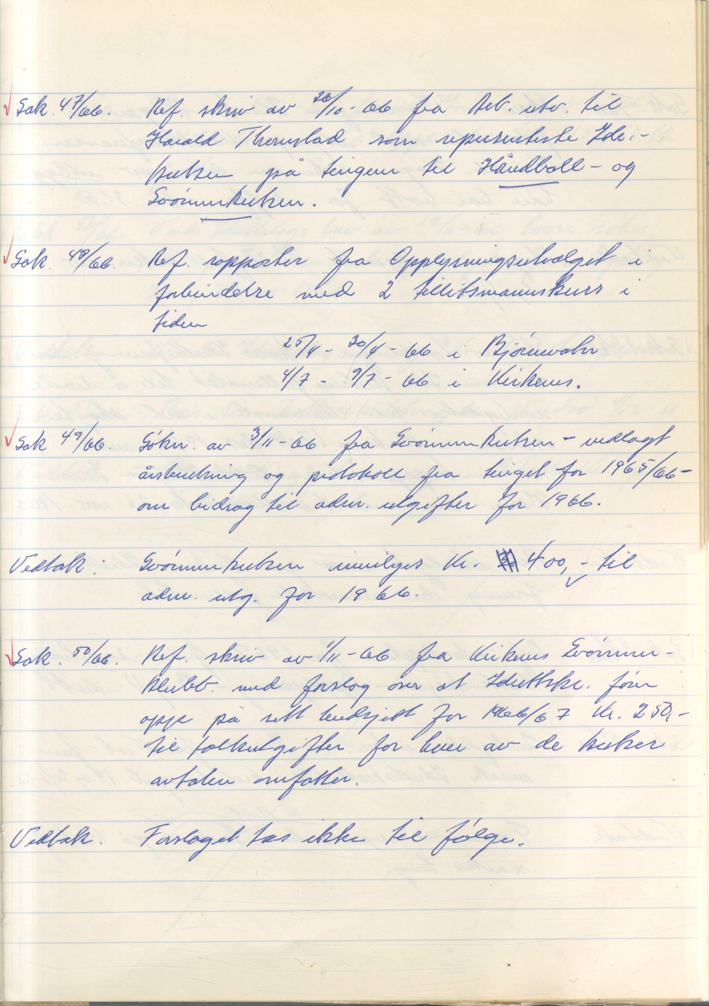 Aust-Finnmark Idrettskrets , FMFB/A-1041/A/L0007: Møteprotokoll for arbeidsutvalg, 1963-1971, p. 84