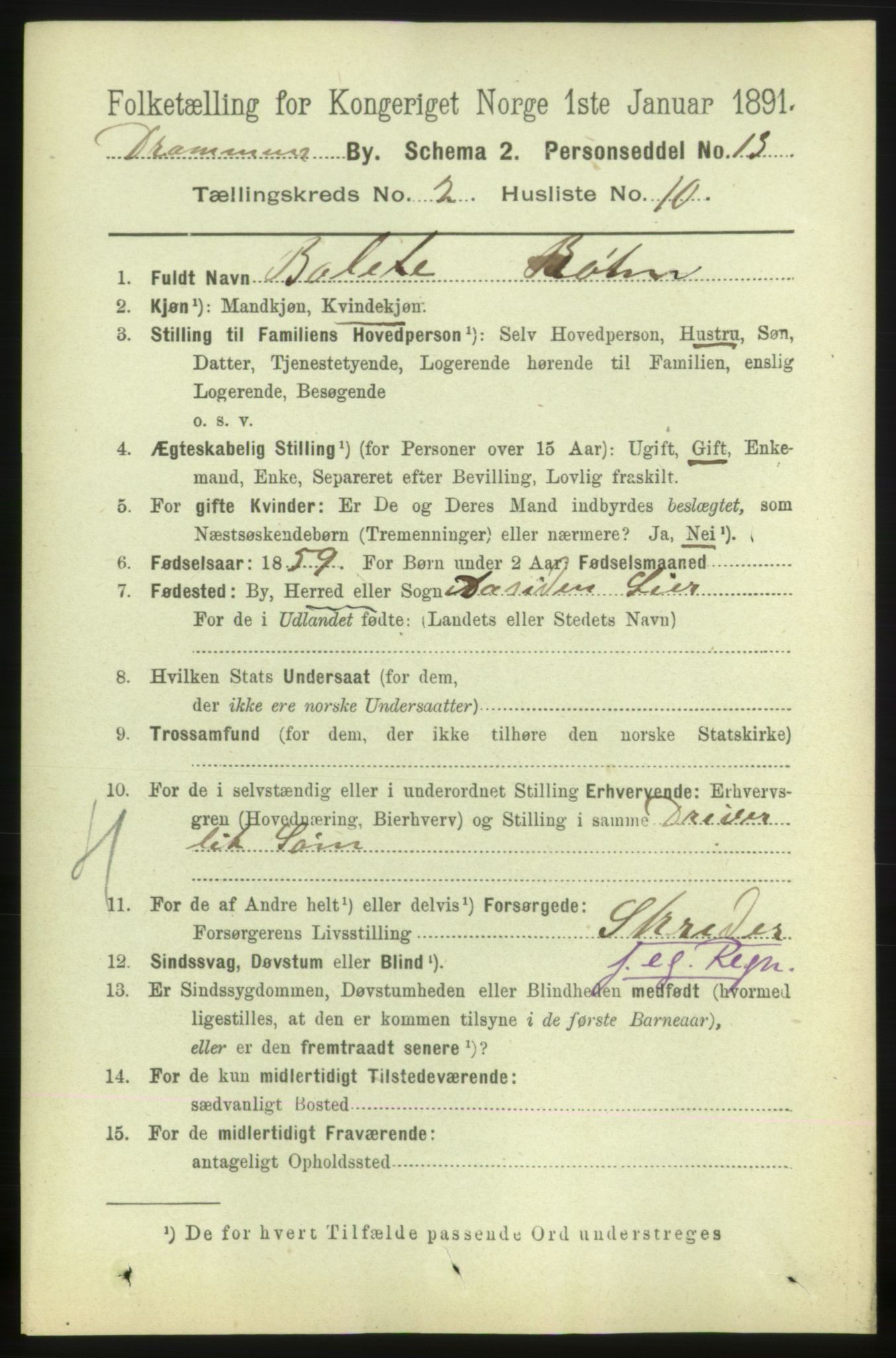 RA, 1891 census for 0602 Drammen, 1891, p. 4401