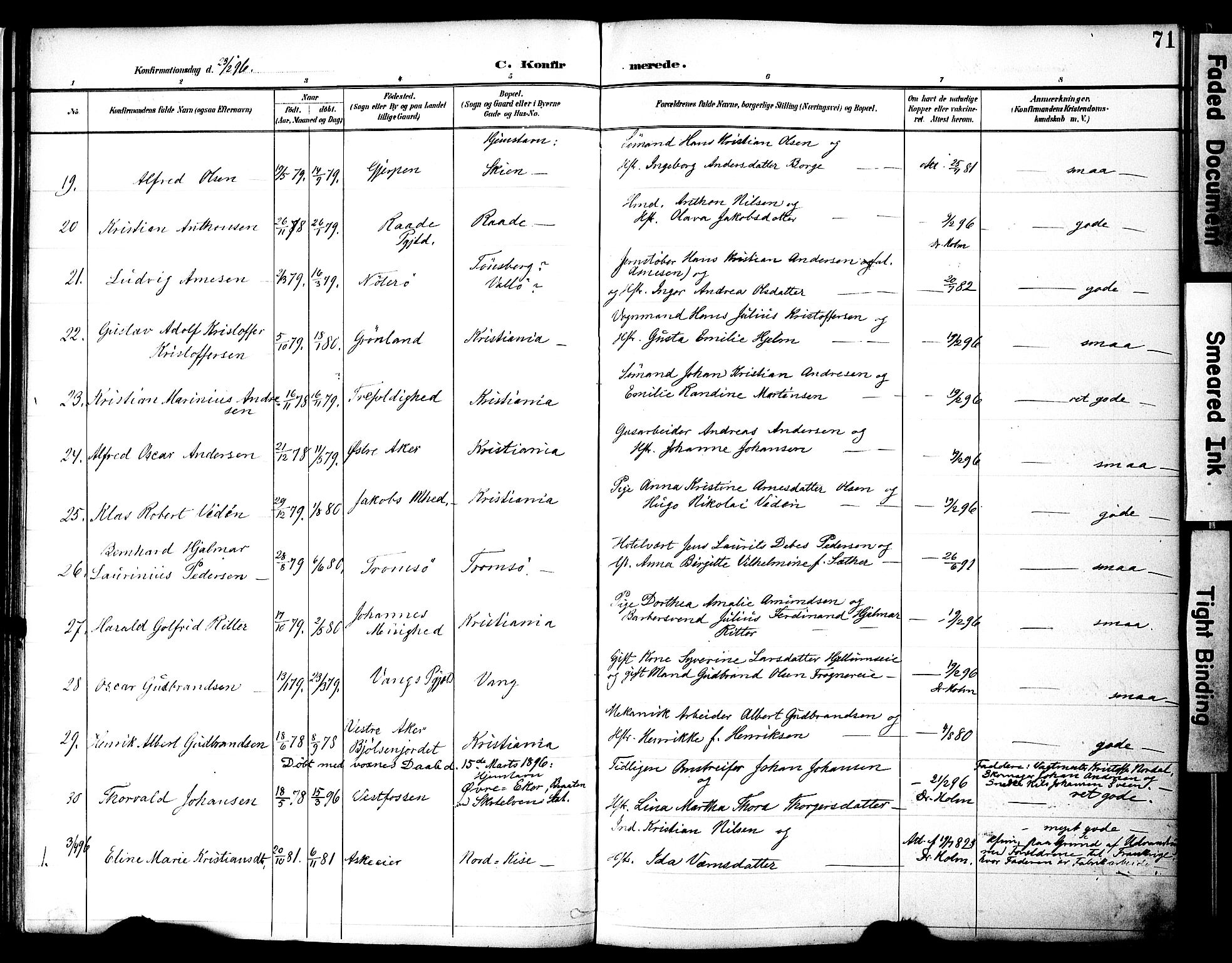 Nes prestekontor, Hedmark, AV/SAH-PREST-020/K/Ka/L0010: Parish register (official) no. 10, 1887-1905, p. 71