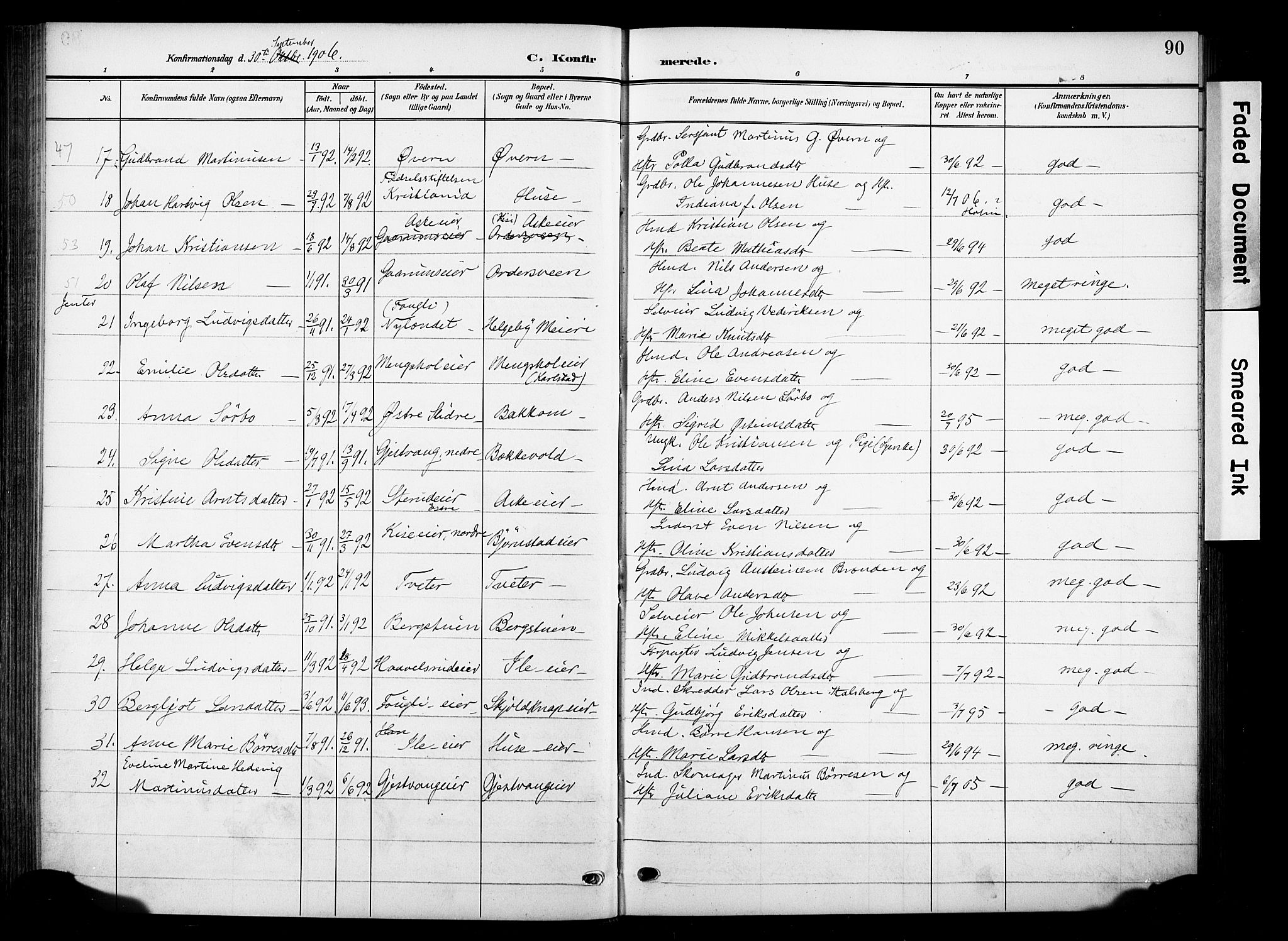 Nes prestekontor, Hedmark, SAH/PREST-020/K/Ka/L0013: Parish register (official) no. 13, 1906-1924, p. 90
