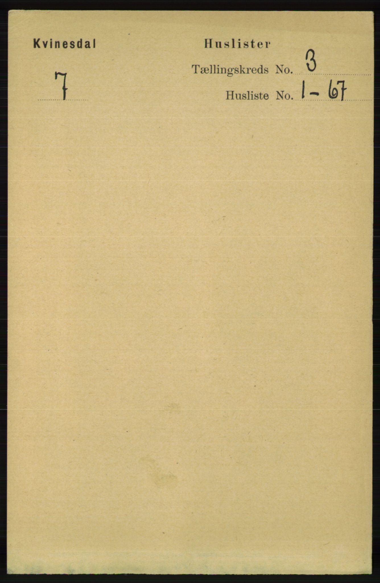 RA, 1891 census for 1037 Kvinesdal, 1891, p. 955