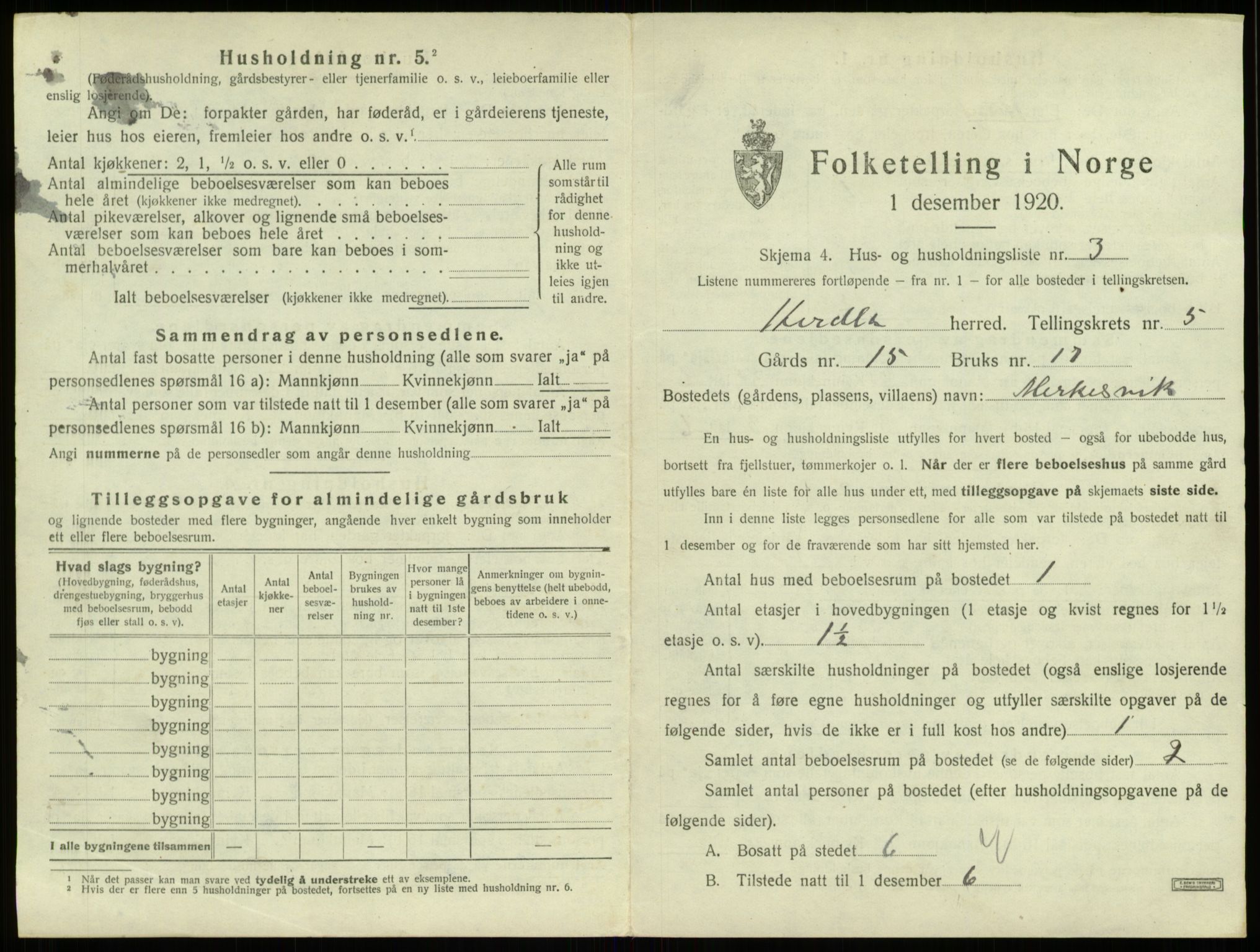 SAB, 1920 census for Herdla, 1920, p. 440