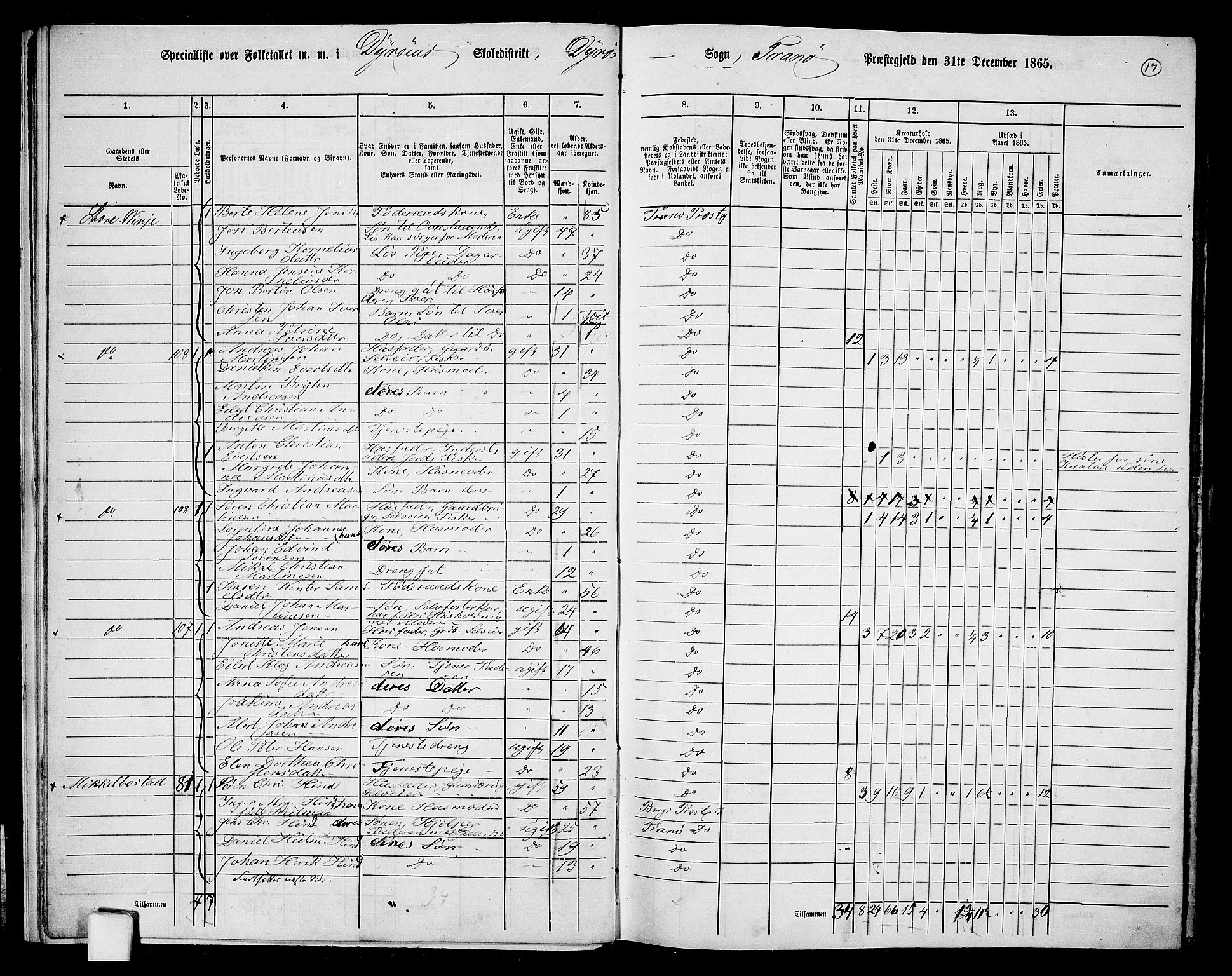 RA, 1865 census for Tranøy, 1865, p. 15