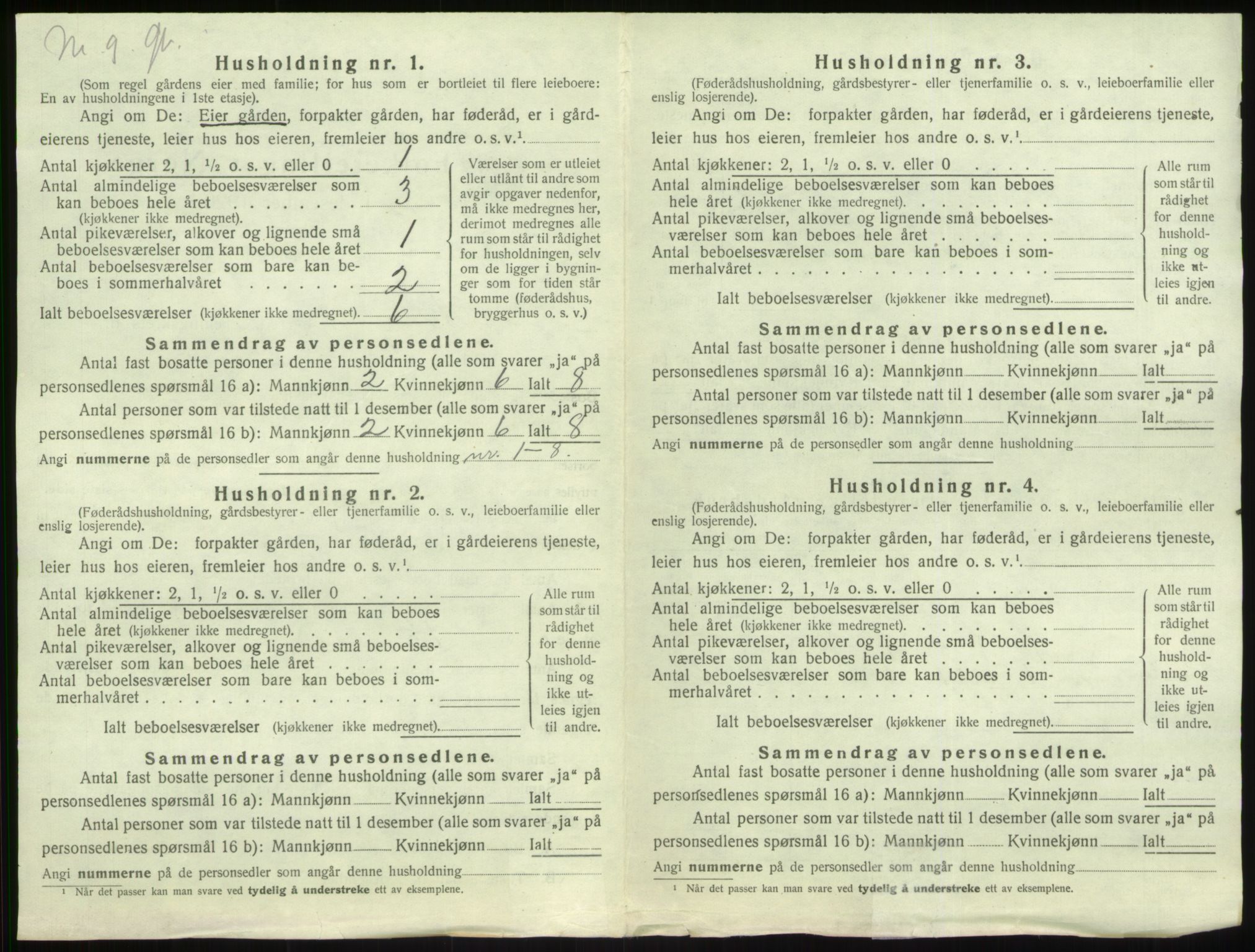 SAB, 1920 census for Vik, 1920, p. 898