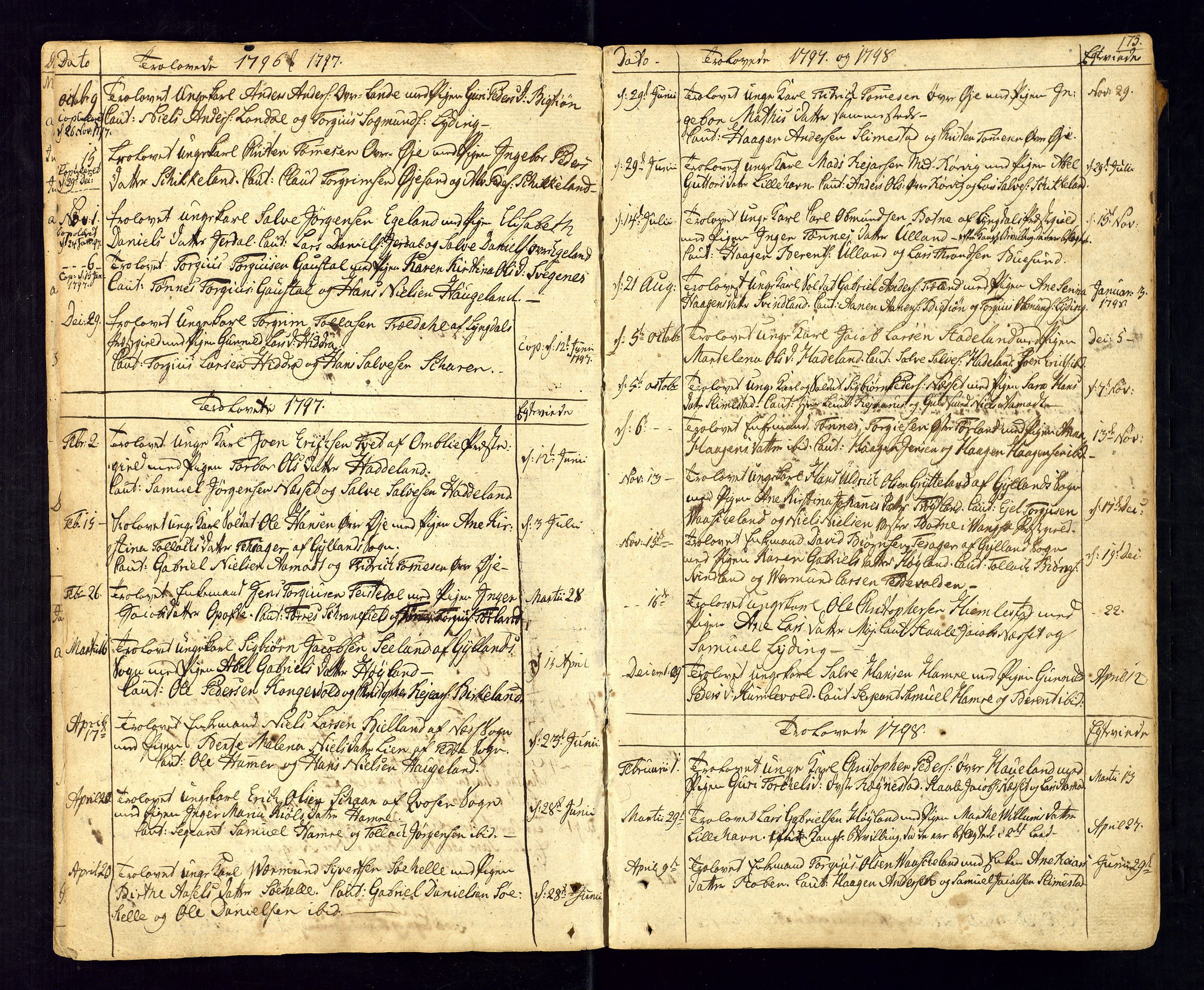 Kvinesdal sokneprestkontor, AV/SAK-1111-0026/F/Fa/Fab/L0002: Parish register (official) no. A 2, 1789-1815, p. 175