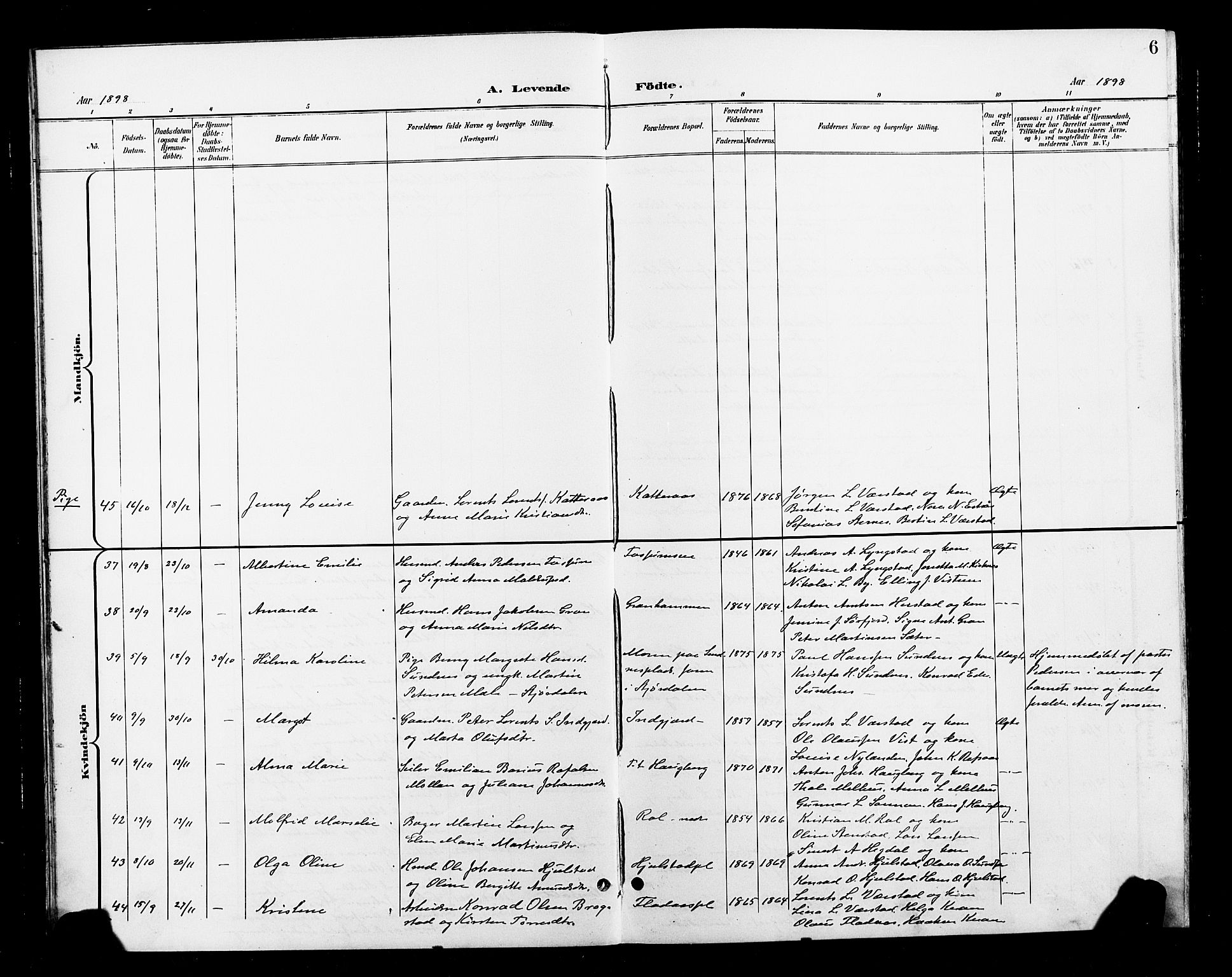 Ministerialprotokoller, klokkerbøker og fødselsregistre - Nord-Trøndelag, AV/SAT-A-1458/730/L0302: Parish register (copy) no. 730C05, 1898-1924, p. 6