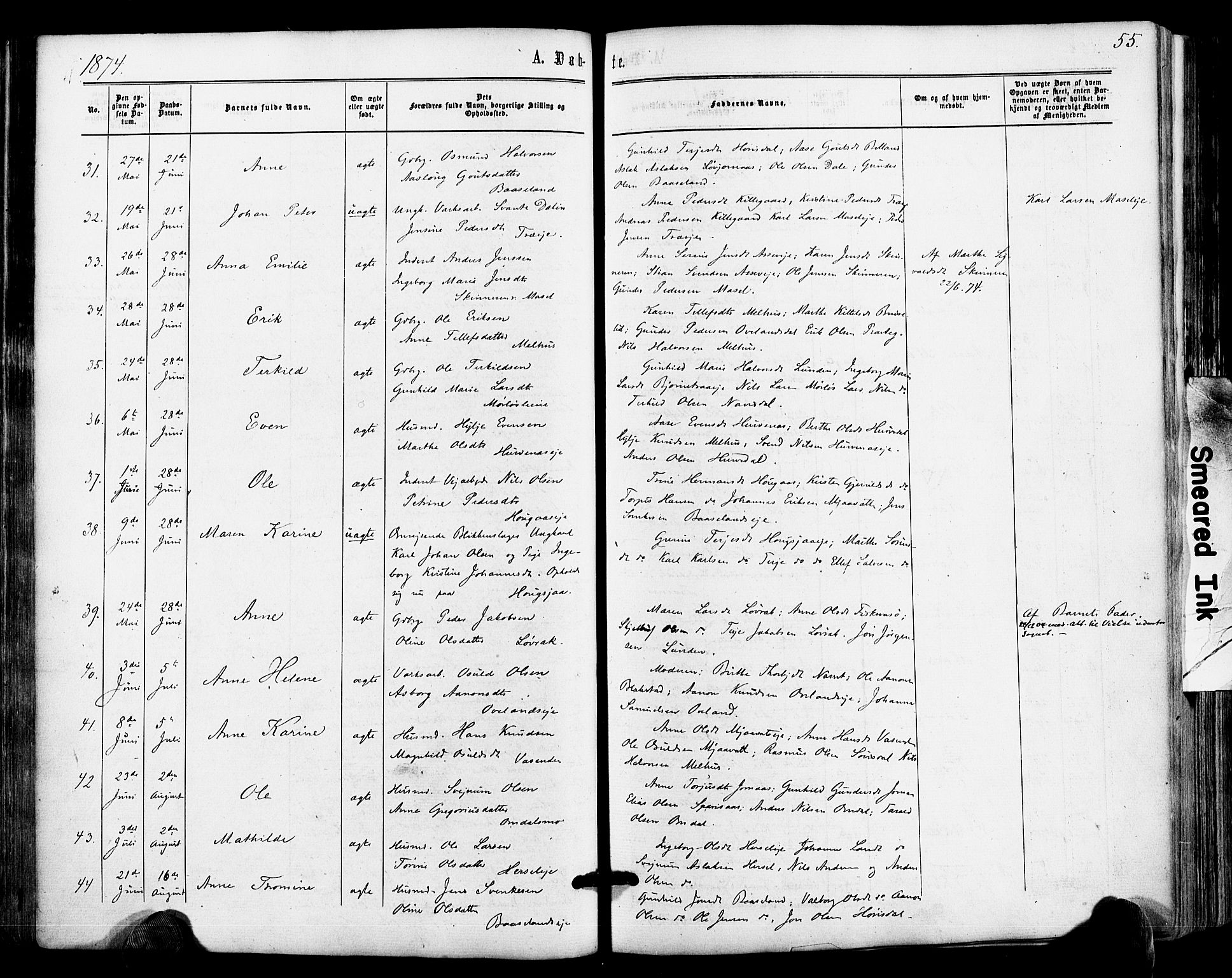 Froland sokneprestkontor, AV/SAK-1111-0013/F/Fa/L0003: Parish register (official) no. A 3, 1864-1881, p. 55