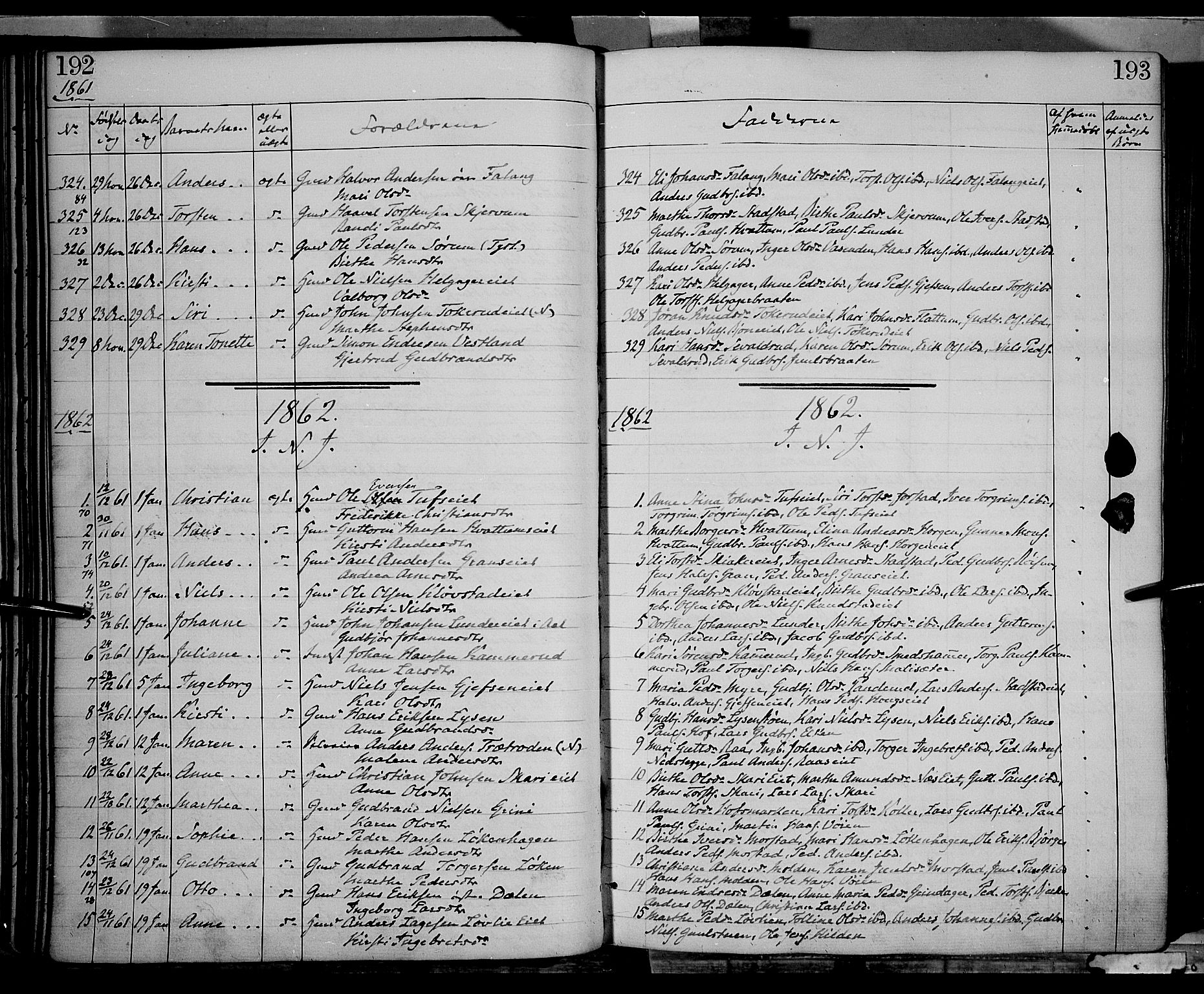 Gran prestekontor, SAH/PREST-112/H/Ha/Haa/L0012: Parish register (official) no. 12, 1856-1874, p. 192-193