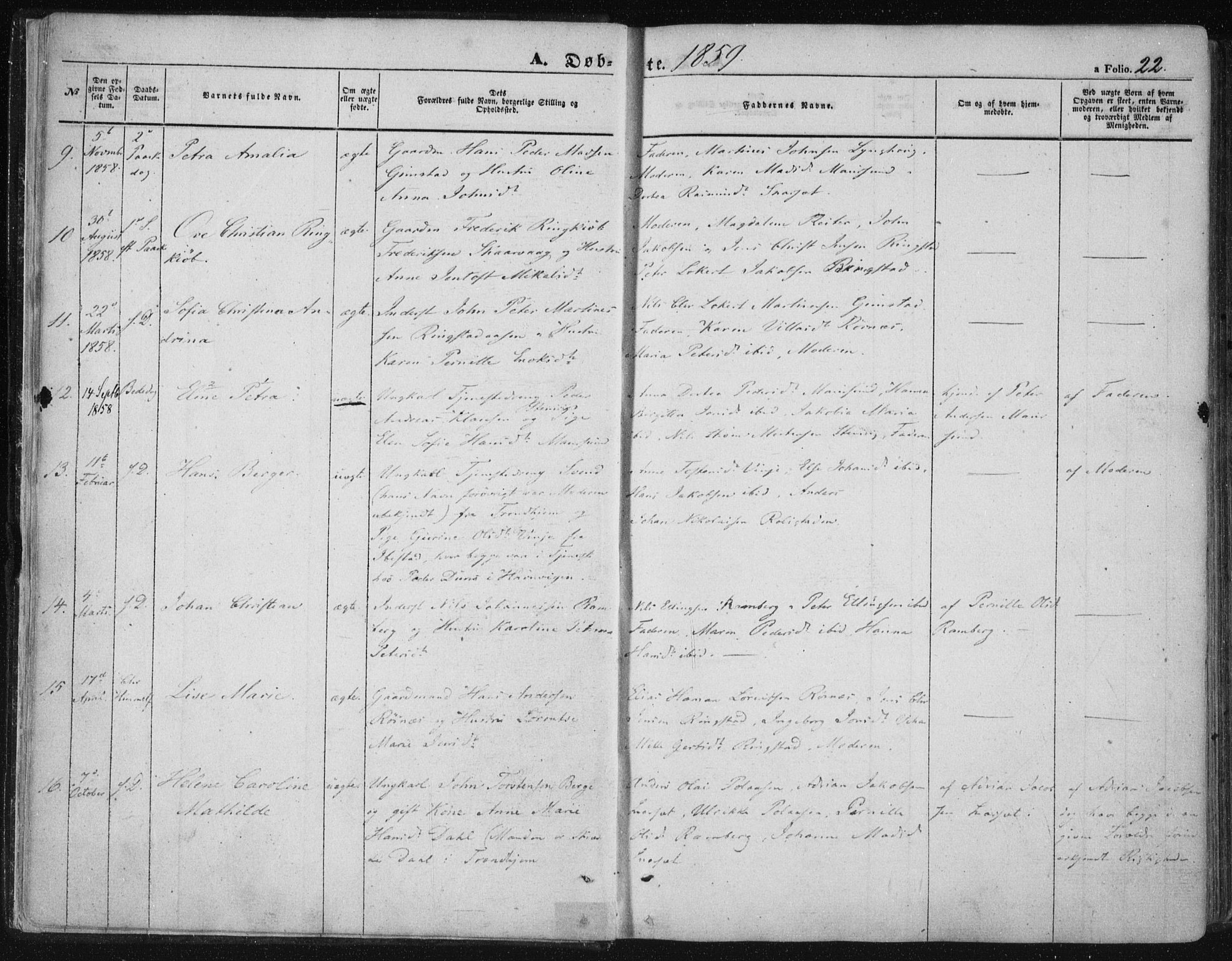 Ministerialprotokoller, klokkerbøker og fødselsregistre - Nordland, AV/SAT-A-1459/891/L1300: Parish register (official) no. 891A05, 1856-1870, p. 22