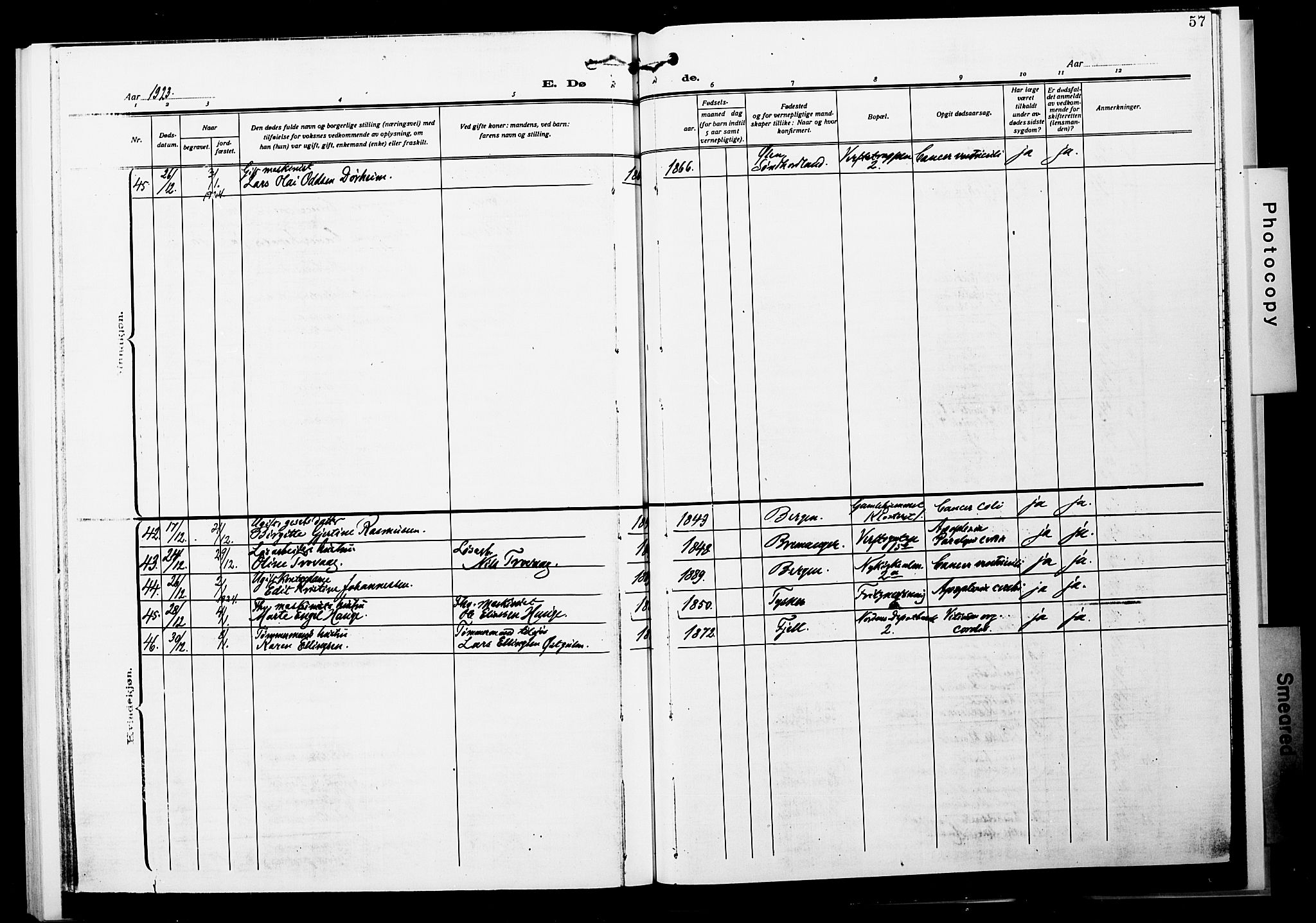 Nykirken Sokneprestembete, AV/SAB-A-77101/H/Hab: Parish register (copy) no. E 2, 1918-1924, p. 57