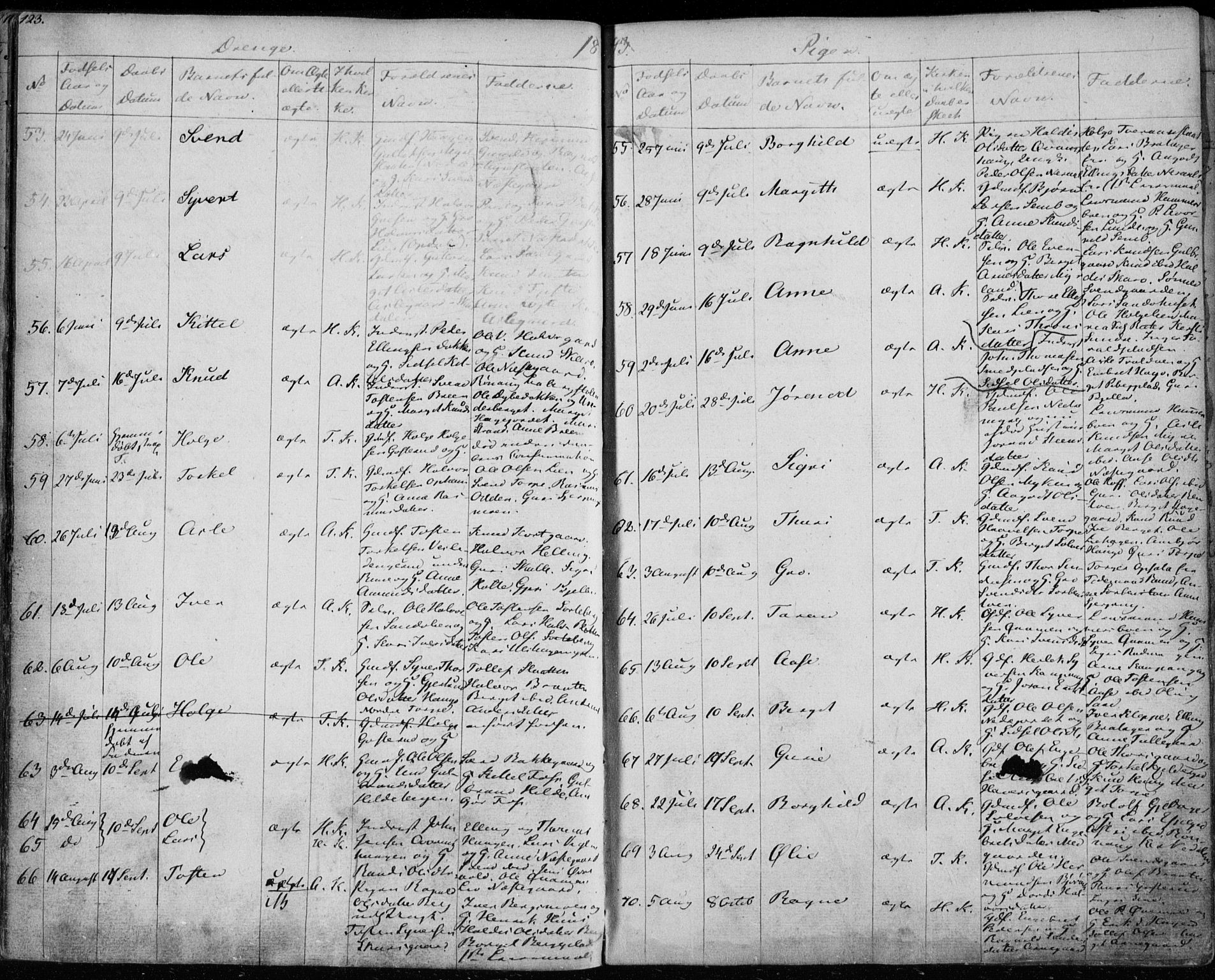 Ål kirkebøker, AV/SAKO-A-249/F/Fa/L0005: Parish register (official) no. I 5, 1825-1848, p. 123