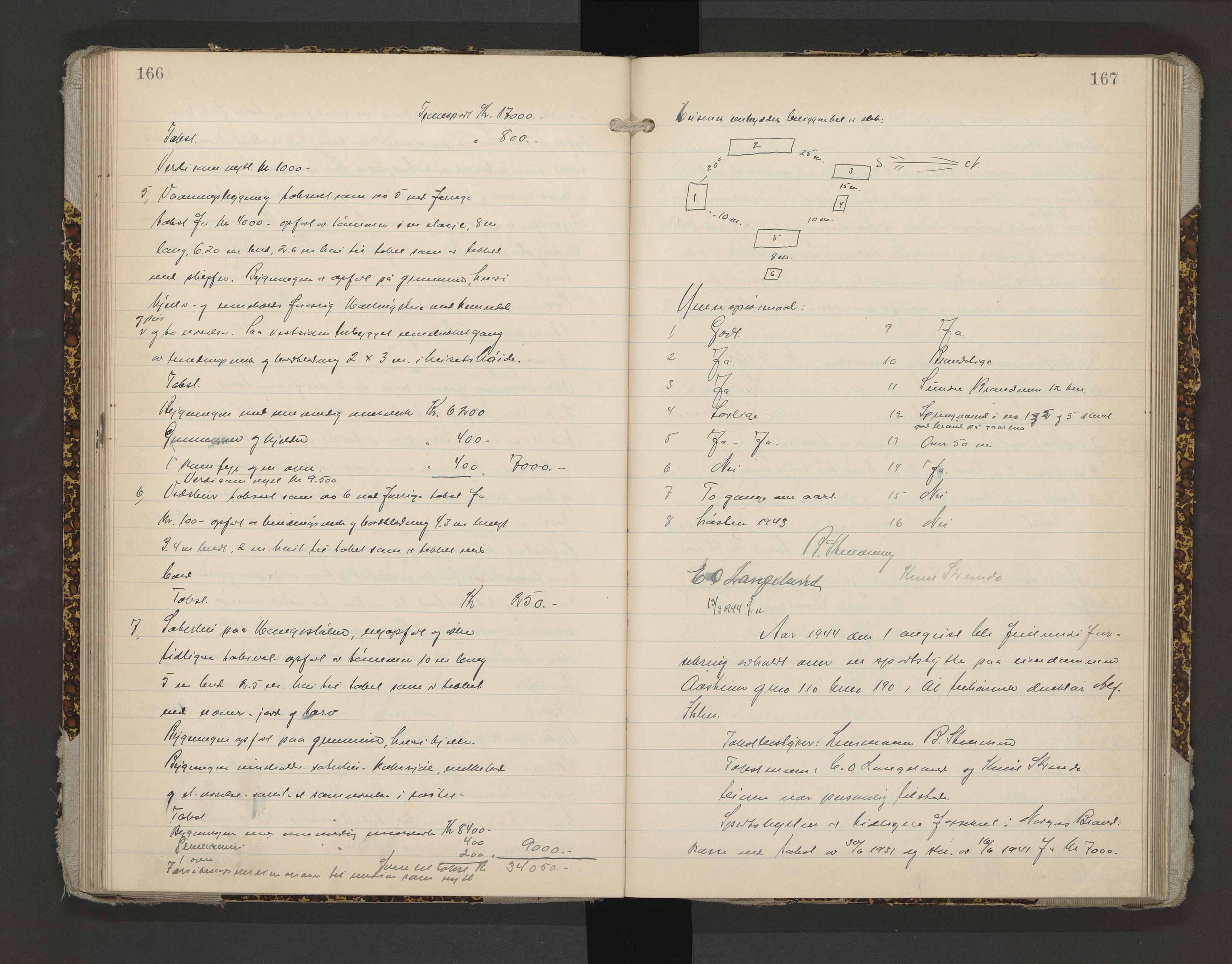 Ål lensmannskontor, SAKO/A-519/Y/Yd/Yda/L0003: Branntakstprotokoll, 1941-1950, p. 166-167