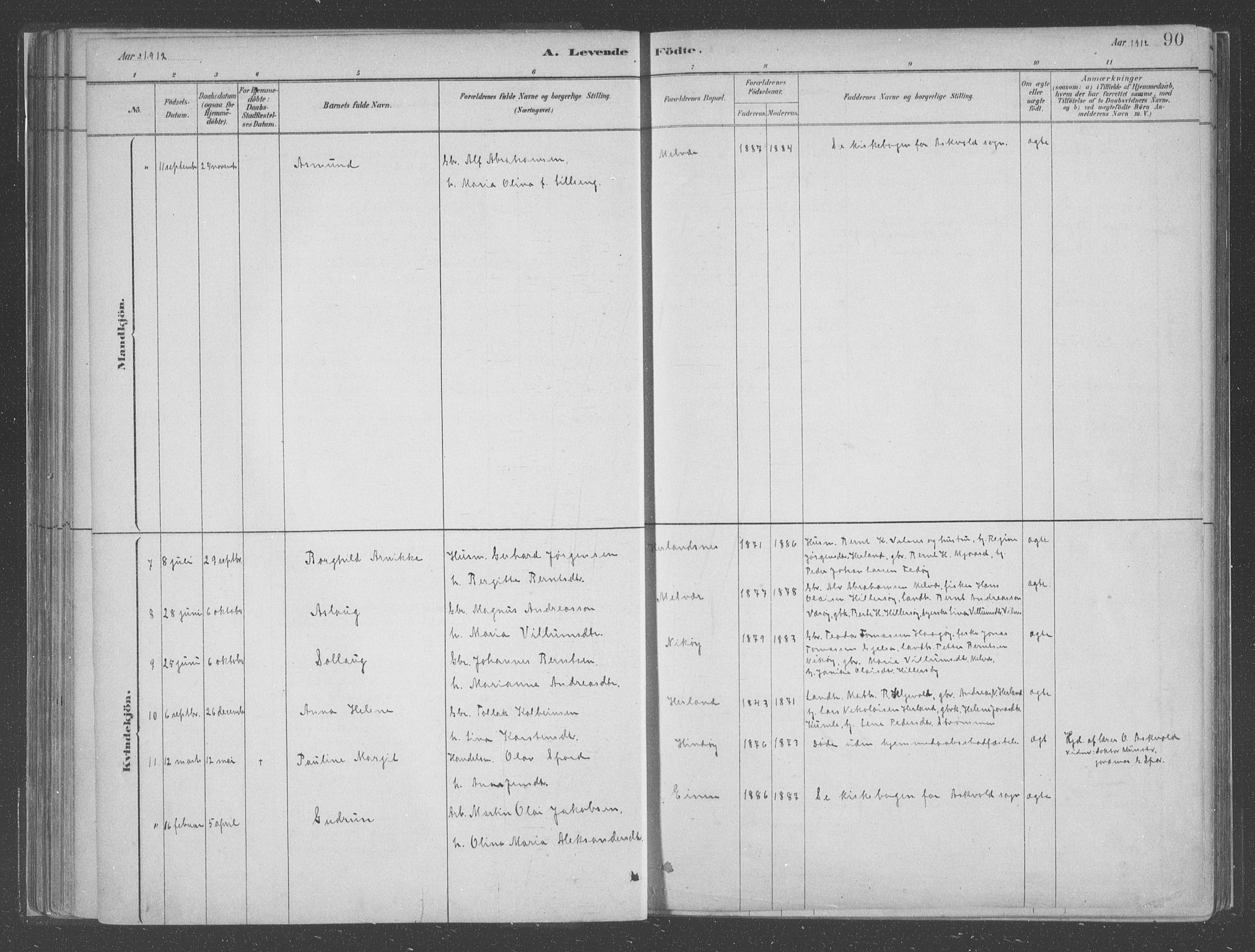 Askvoll sokneprestembete, SAB/A-79501/H/Haa/Haac/L0001: Parish register (official) no. C  1, 1879-1922, p. 90
