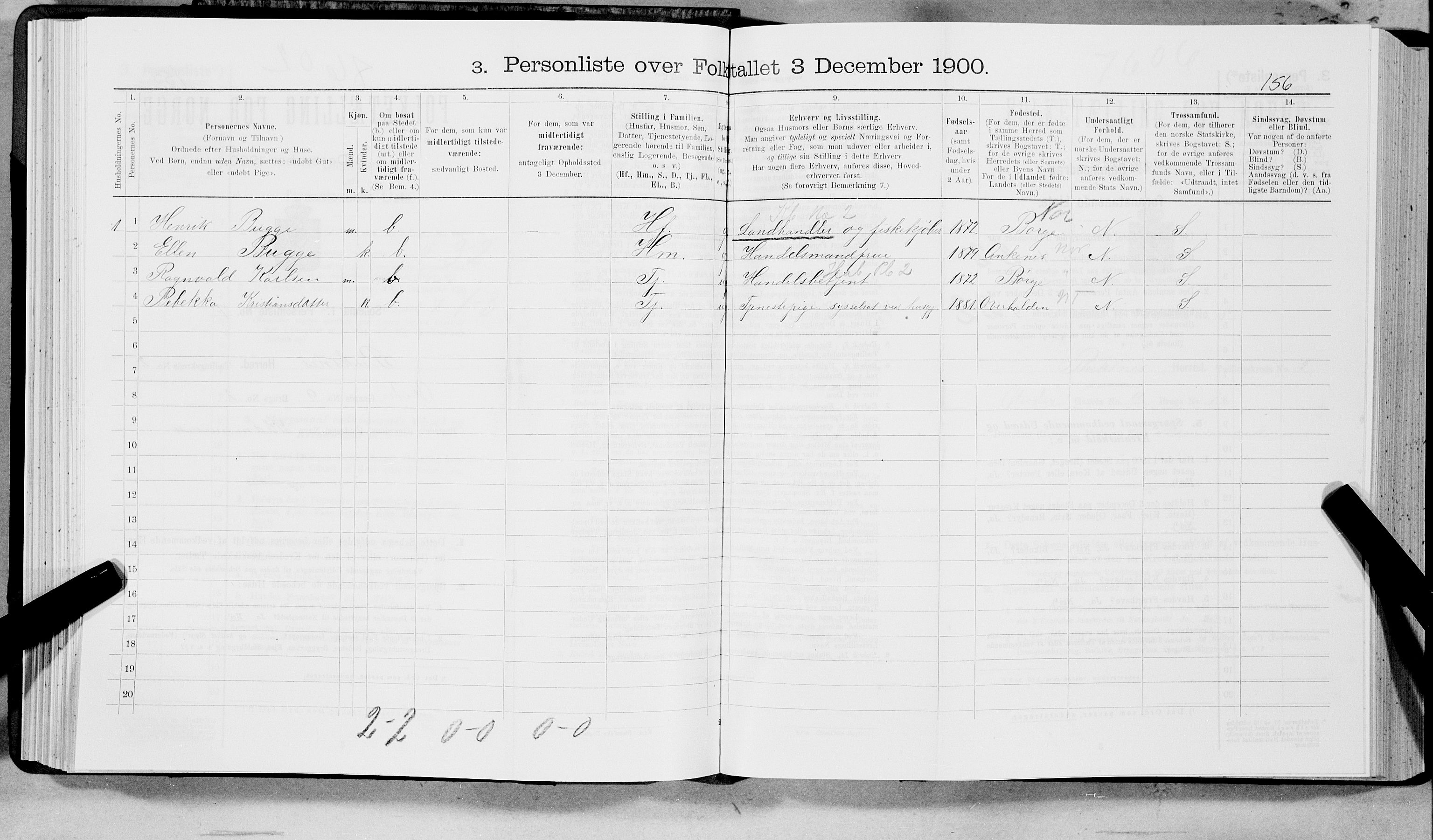 SAT, 1900 census for Buksnes, 1900, p. 157