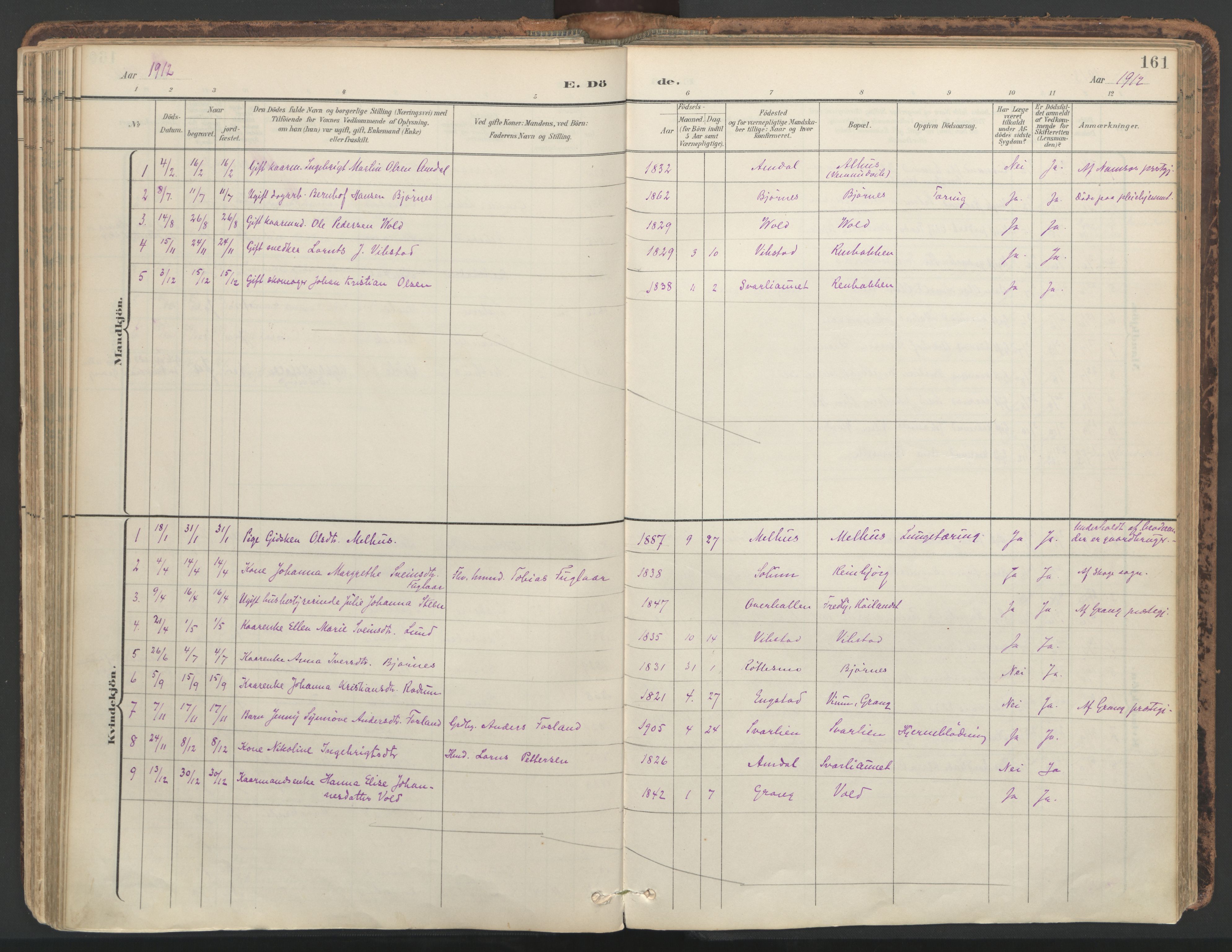 Ministerialprotokoller, klokkerbøker og fødselsregistre - Nord-Trøndelag, SAT/A-1458/764/L0556: Parish register (official) no. 764A11, 1897-1924, p. 161
