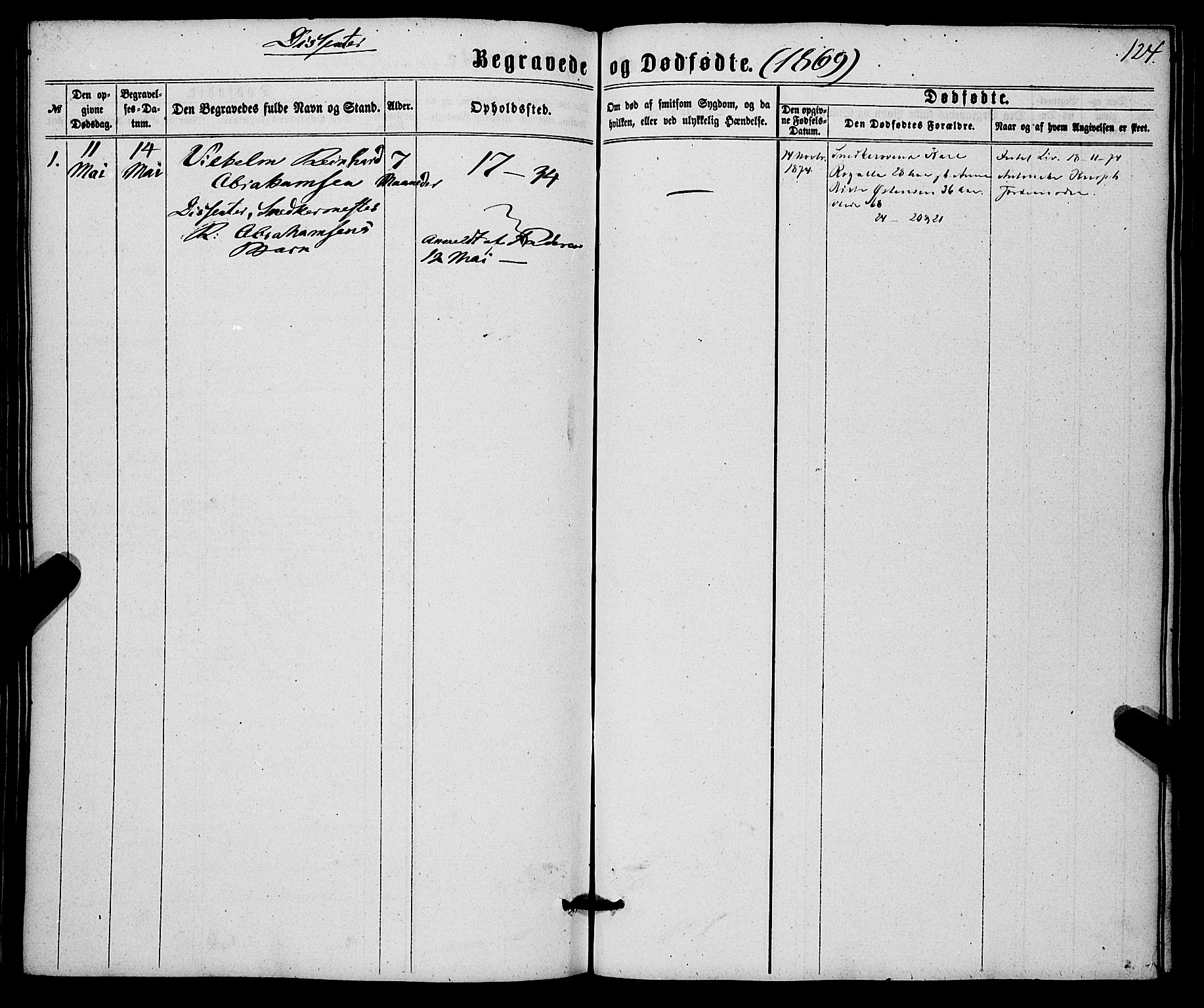 Korskirken sokneprestembete, AV/SAB-A-76101/H/Haa/L0045: Parish register (official) no. E 3, 1863-1875, p. 124