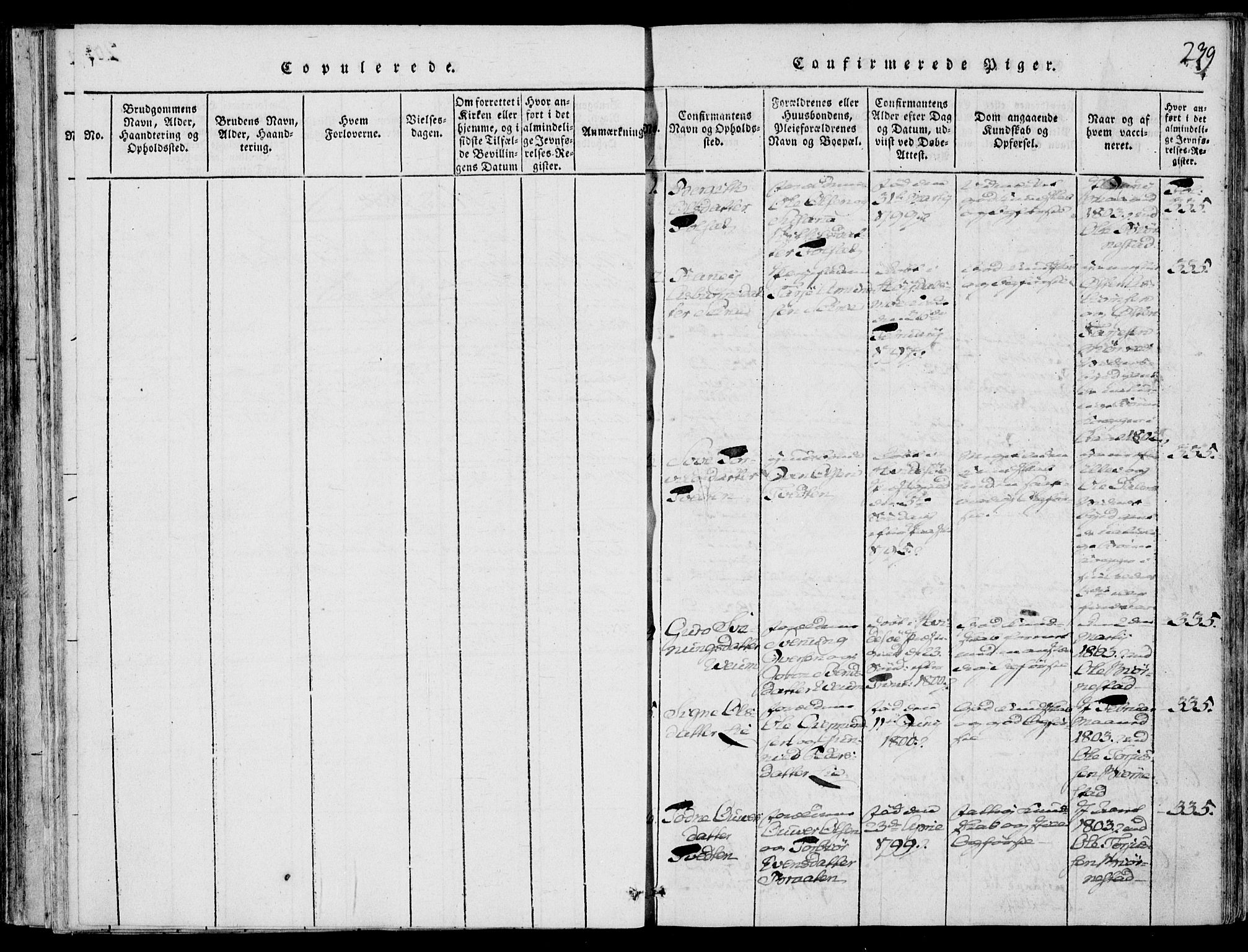 Fyresdal kirkebøker, SAKO/A-263/F/Fb/L0001: Parish register (official) no. II 1, 1815-1854, p. 239