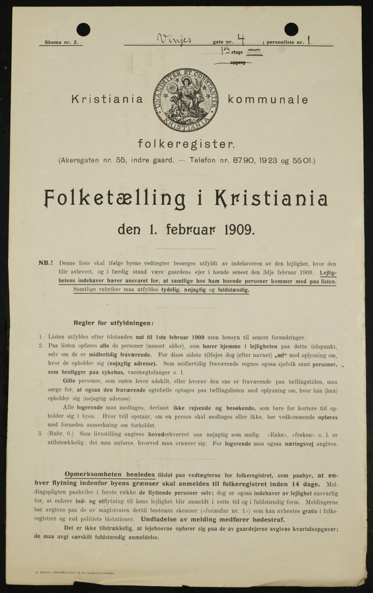 OBA, Municipal Census 1909 for Kristiania, 1909, p. 3119