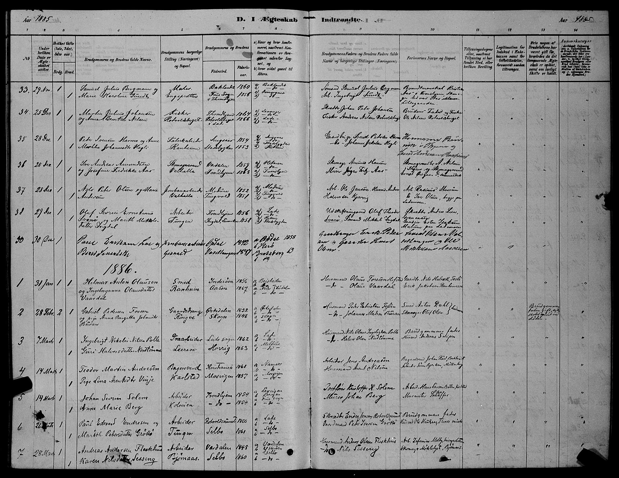 Ministerialprotokoller, klokkerbøker og fødselsregistre - Sør-Trøndelag, SAT/A-1456/606/L0312: Parish register (copy) no. 606C08, 1878-1894