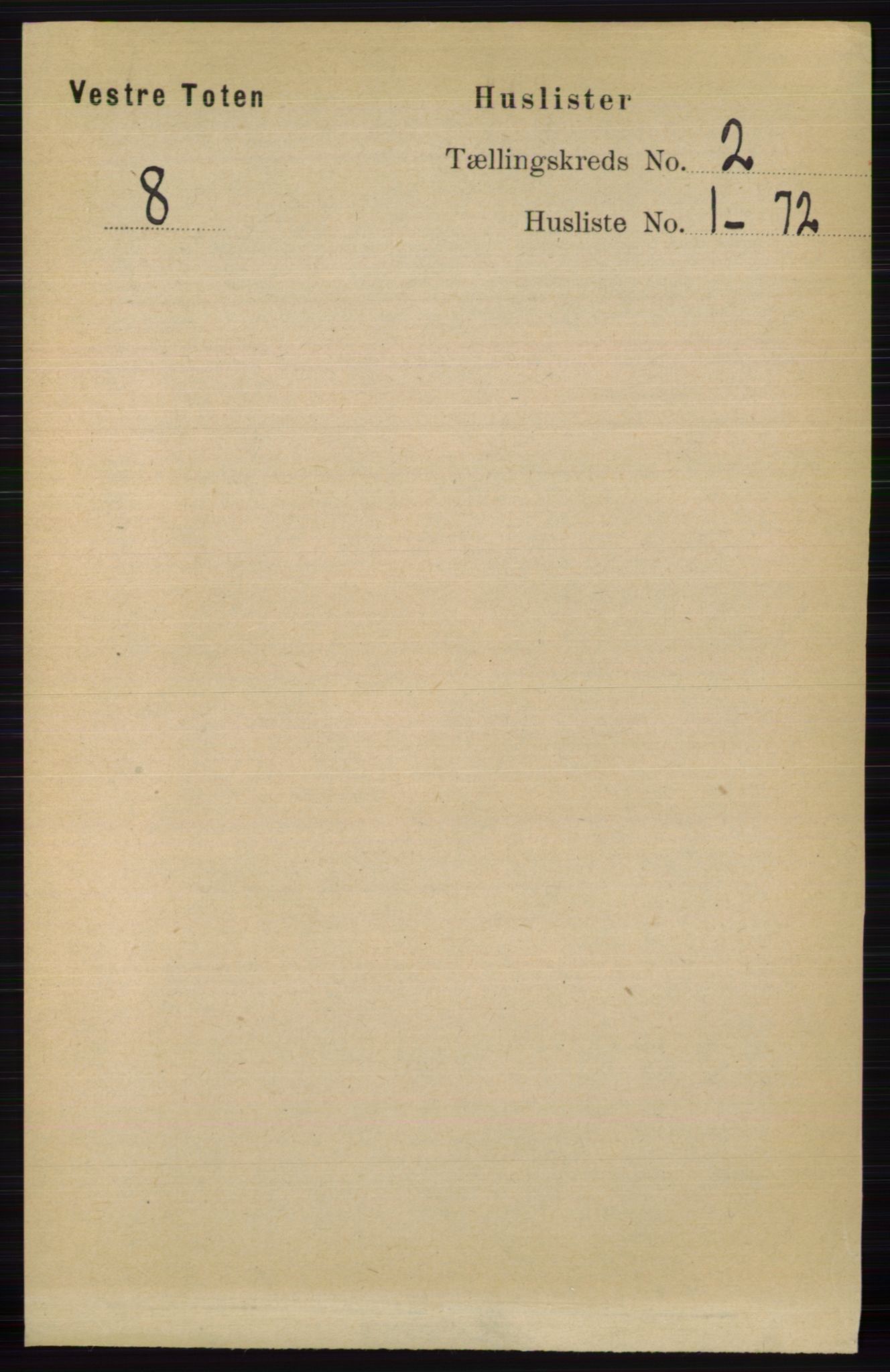RA, 1891 census for 0529 Vestre Toten, 1891, p. 1298