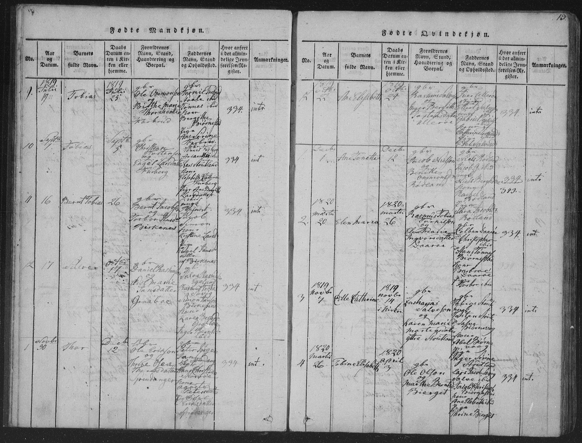 Herad sokneprestkontor, SAK/1111-0018/F/Fa/Fab/L0002: Parish register (official) no. A 2, 1816-1844, p. 13