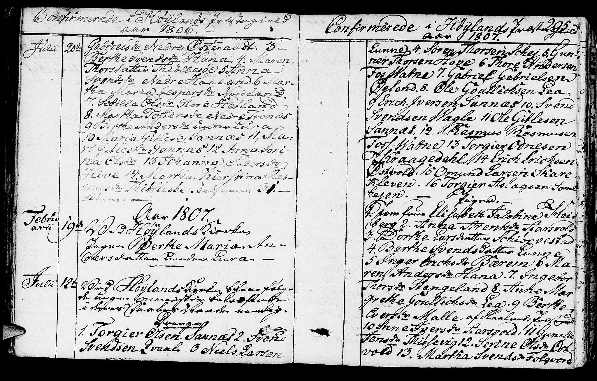 Høyland sokneprestkontor, SAST/A-101799/001/30BA/L0005: Parish register (official) no. A 5, 1804-1815, p. 295