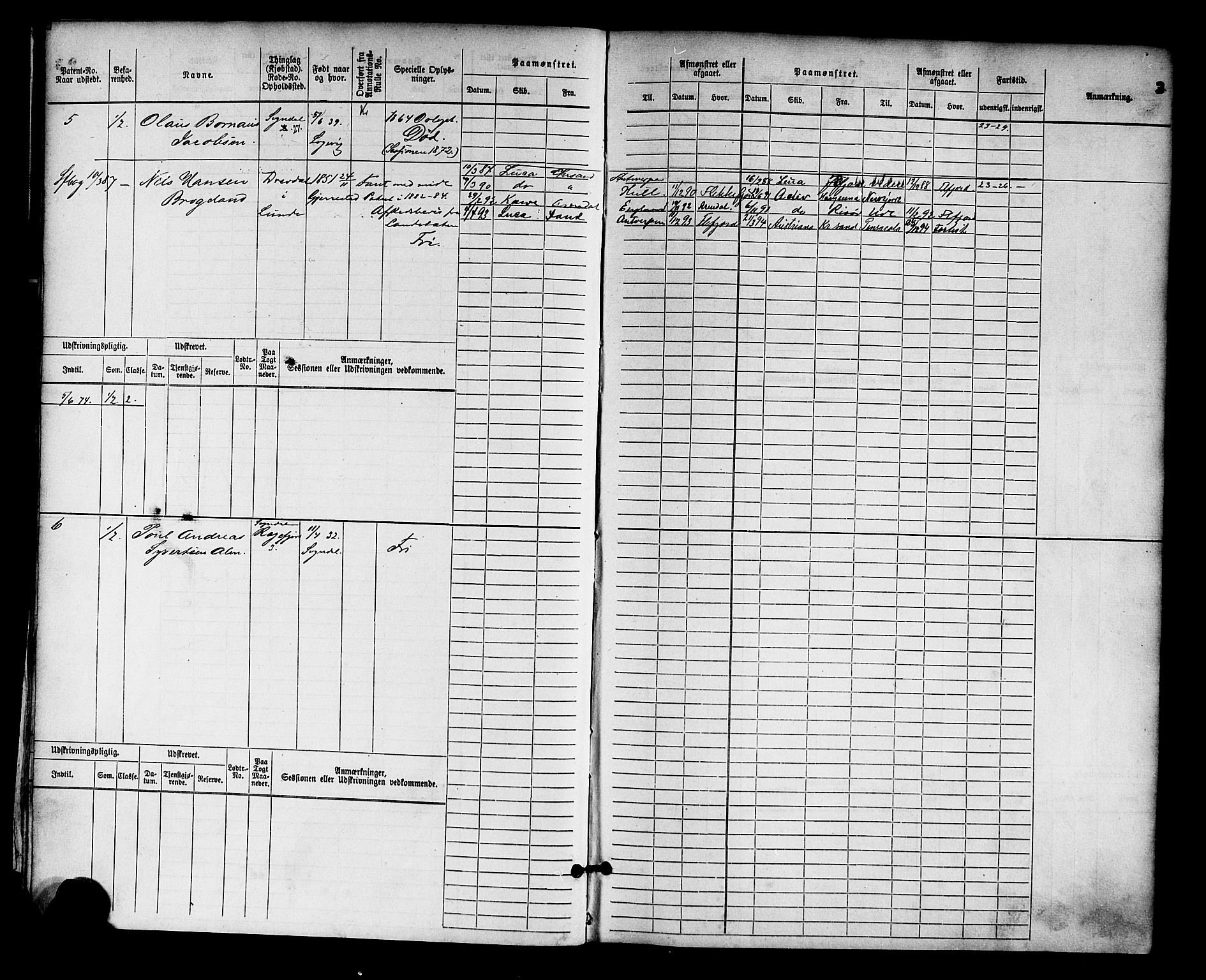 Sogndal mønstringskrets, SAK/2031-0020/F/Fb/L0001: Hovedrulle nr. 1-382, P-2, 1870-1889, p. 6