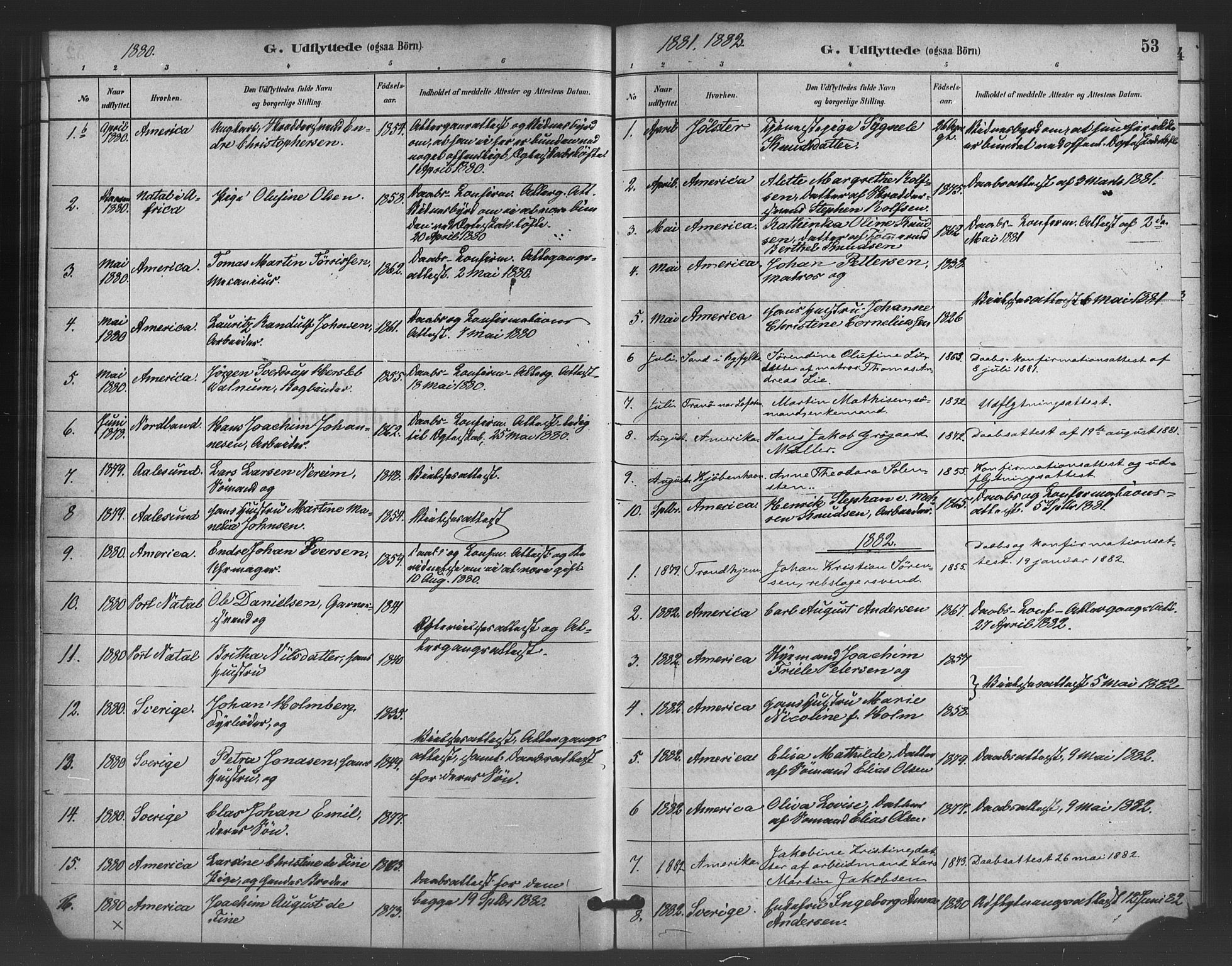 Nykirken Sokneprestembete, SAB/A-77101/H/Haa/L0051: Parish register (official) no. G 3, 1880-1889, p. 53