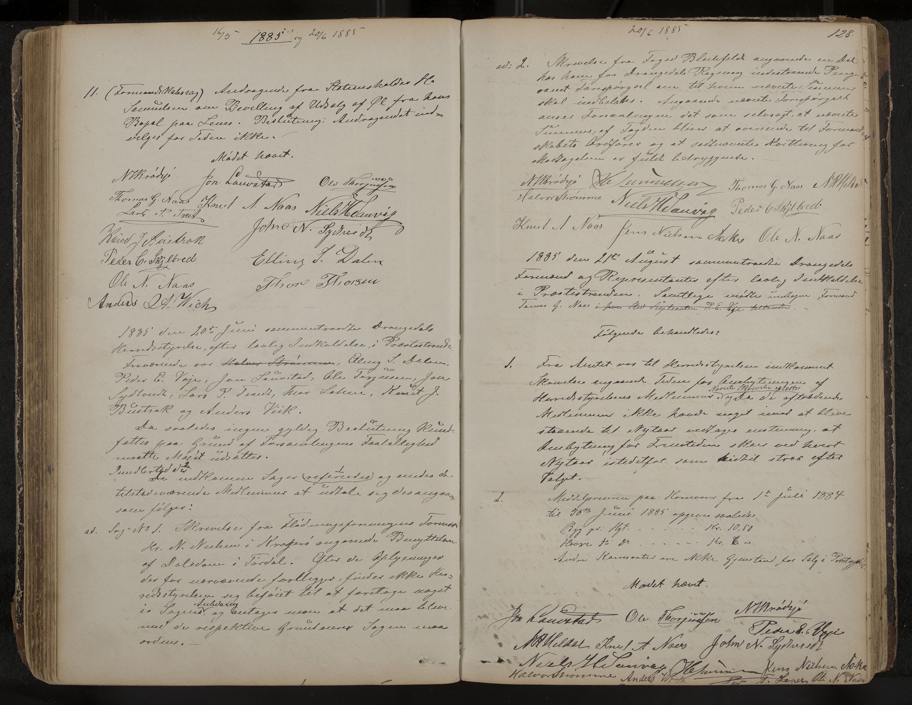 Drangedal formannskap og sentraladministrasjon, IKAK/0817021/A/L0002: Møtebok, 1870-1892, p. 128