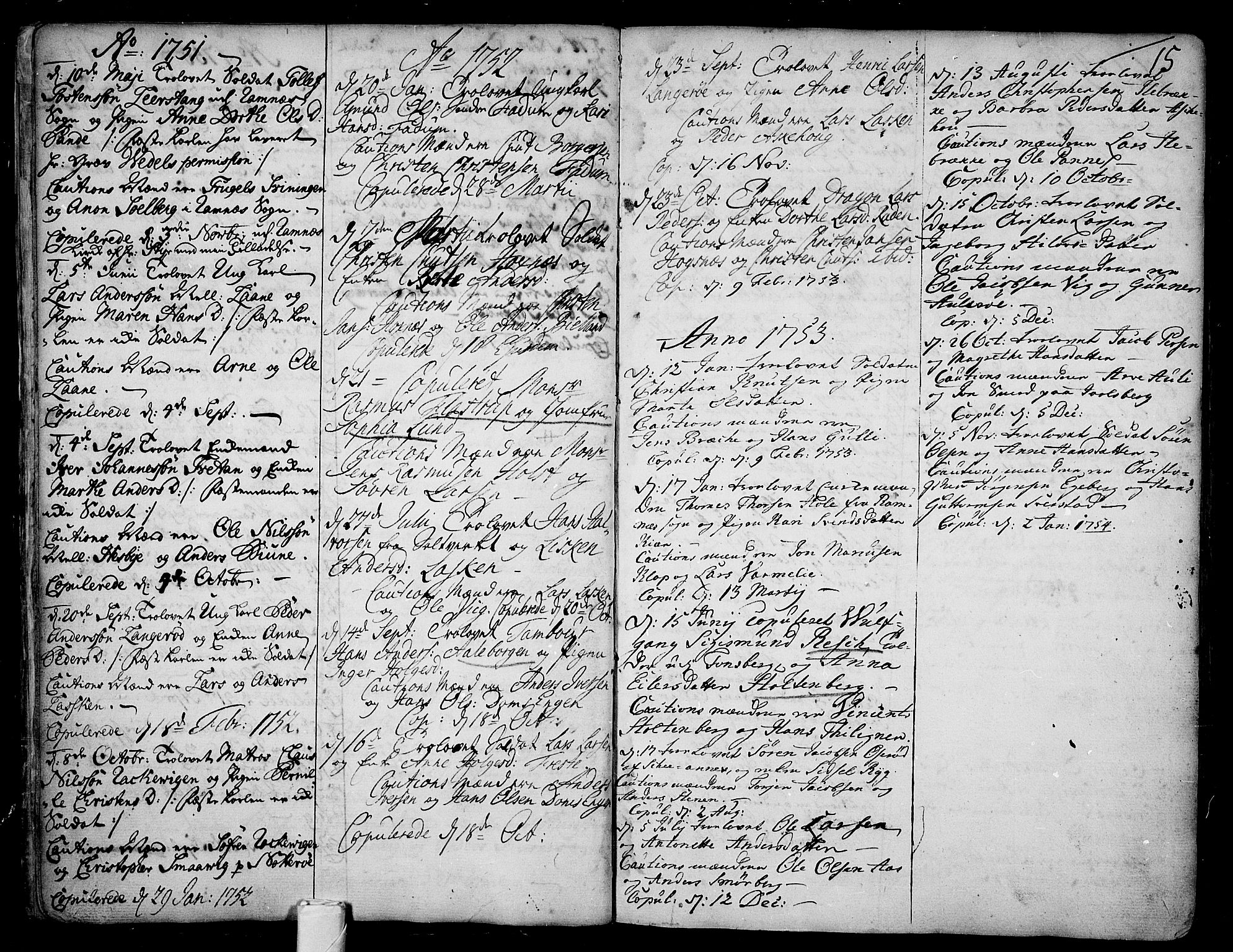 Sem kirkebøker, AV/SAKO-A-5/F/Fa/L0001: Parish register (official) no. I 1, 1702-1763, p. 15