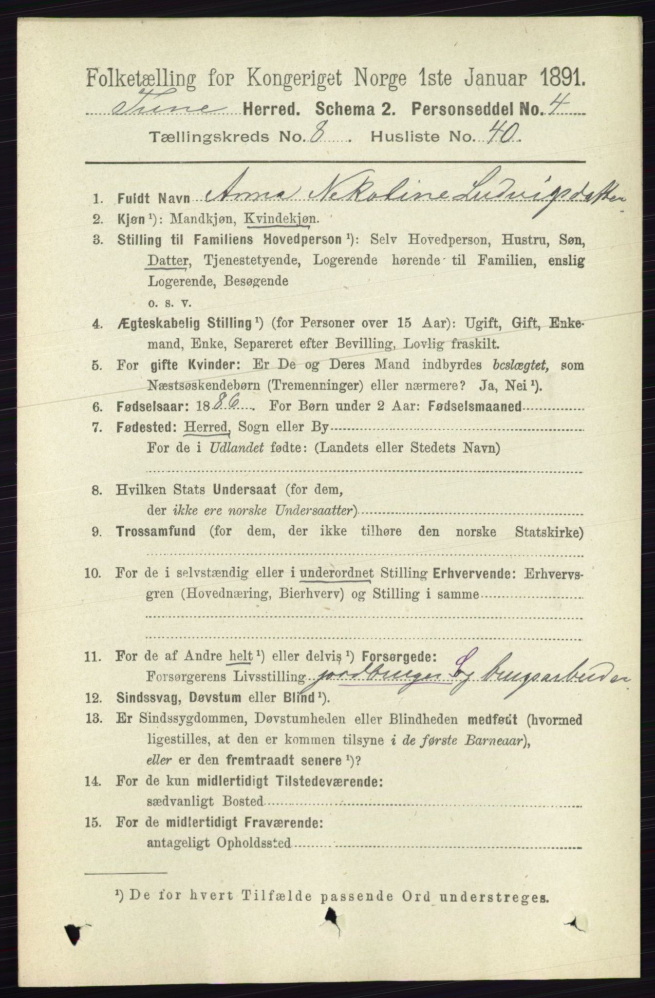 RA, 1891 census for 0130 Tune, 1891, p. 5976