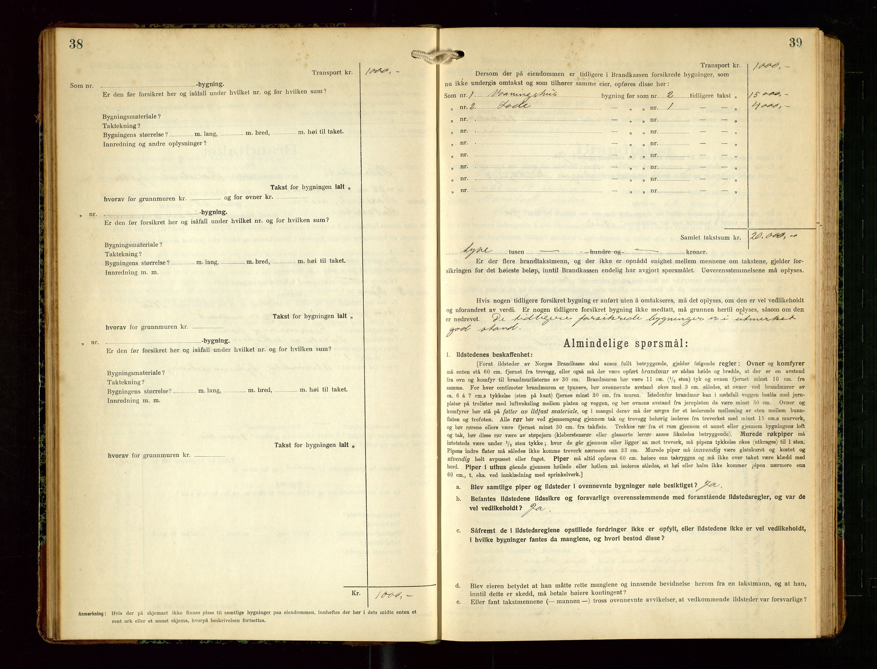 Sokndal lensmannskontor, SAST/A-100417/Gob/L0006: "Brandtakst-Protokol", 1924-1930, p. 38-39
