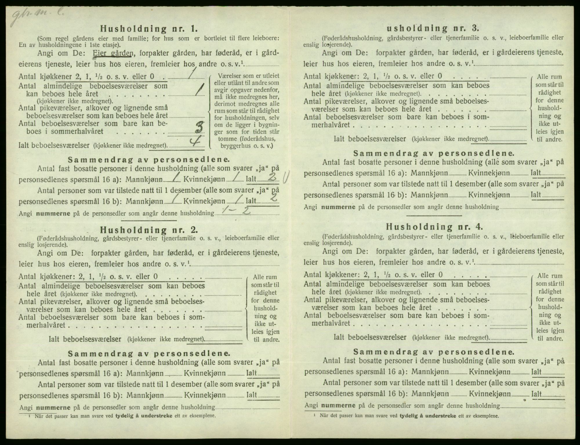 SAB, 1920 census for Fjelberg, 1920, p. 85