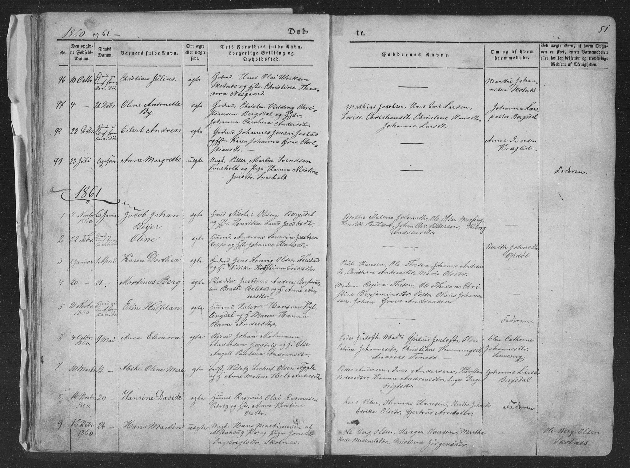 Ministerialprotokoller, klokkerbøker og fødselsregistre - Nordland, SAT/A-1459/881/L1165: Parish register (copy) no. 881C02, 1854-1876, p. 51